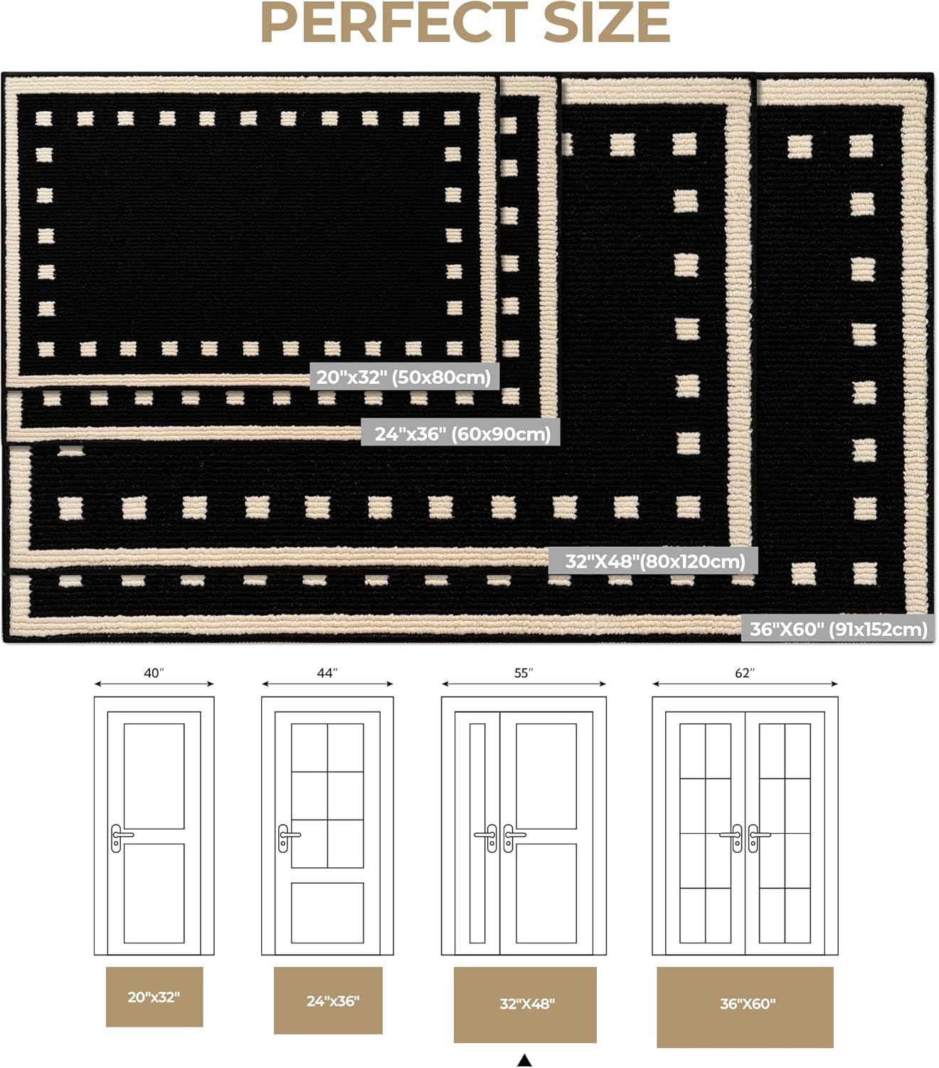 image:imageGRANNY SAYS Indoor Doormat 20 x 32 NonSlip Front Door Mats Outdoor Welcome Mat Washable Low Profile Indoor Door Mats for Entryway Floor Inside Back DoormatsBlack Tan Square