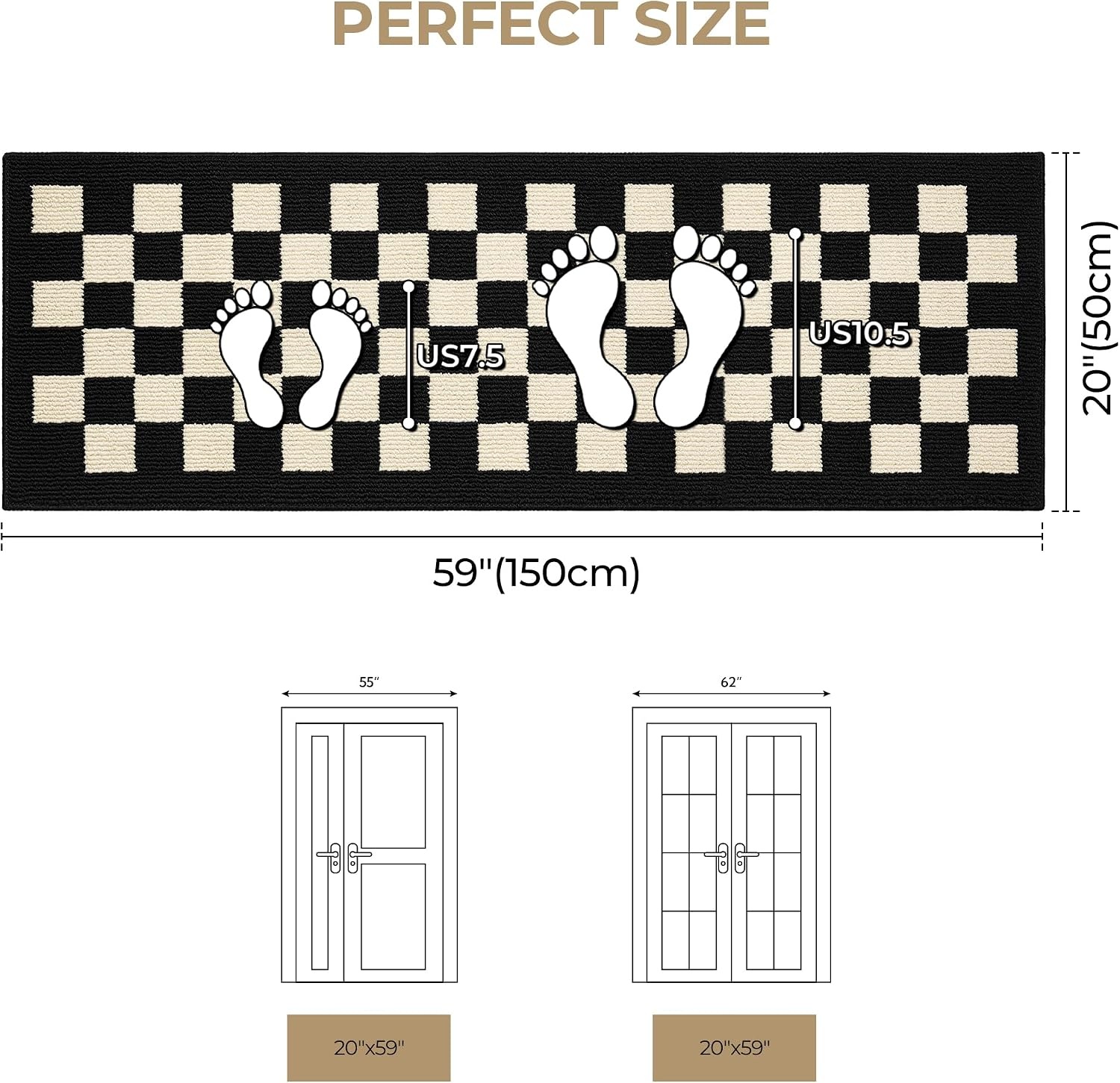 image:imageGRANNY SAYS Indoor Doormat 20 x 32 NonSlip Front Door Mats Outdoor Welcome Mat Washable Low Profile Indoor Door Mats for Entryway Floor Inside Back DoormatsCheckerboard