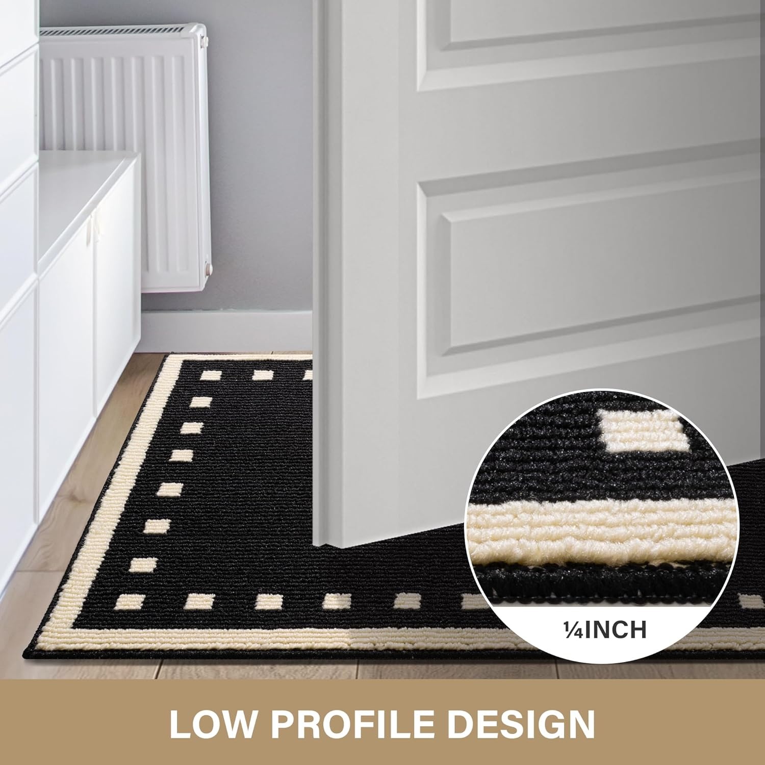 image:imageGRANNY SAYS Indoor Doormat 20 x 32 NonSlip Front Door Mats Outdoor Welcome Mat Washable Low Profile Indoor Door Mats for Entryway Floor Inside Back DoormatsBlack Tan Square