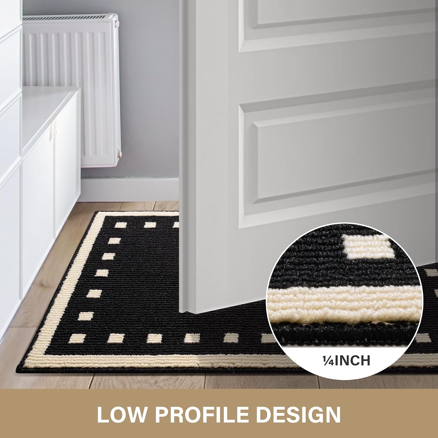 image:imageGRANNY SAYS Indoor Doormat 20 x 32 NonSlip Front Door Mats Outdoor Welcome Mat Washable Low Profile Indoor Door Mats for Entryway Floor Inside Back DoormatsBlack Tan Square