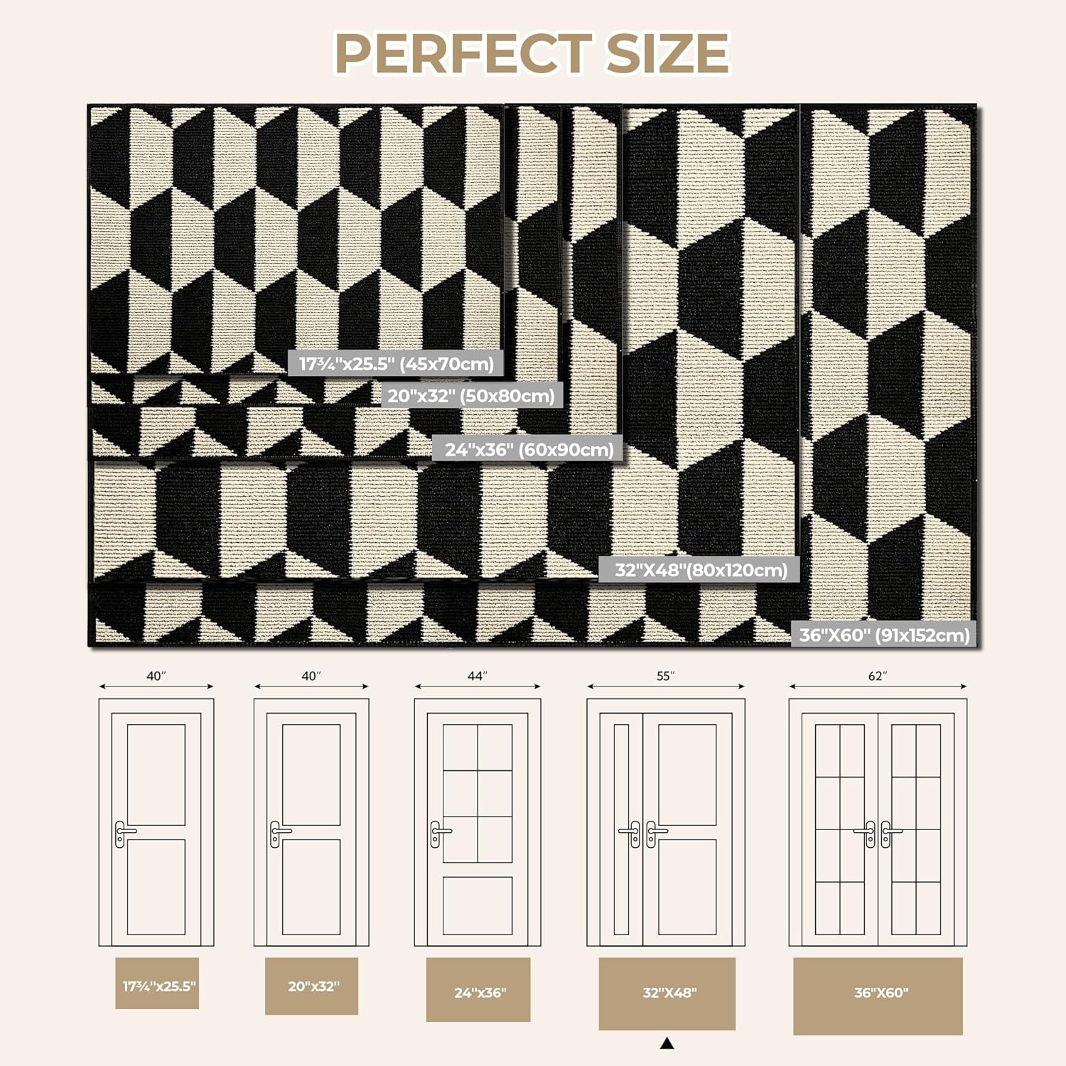 image:imageGRANNY SAYS Indoor Doormat 20 x 32 NonSlip Front Door Mats Outdoor Welcome Mat Washable Low Profile Indoor Door Mats for Entryway Floor Inside Back DoormatsBlackTan