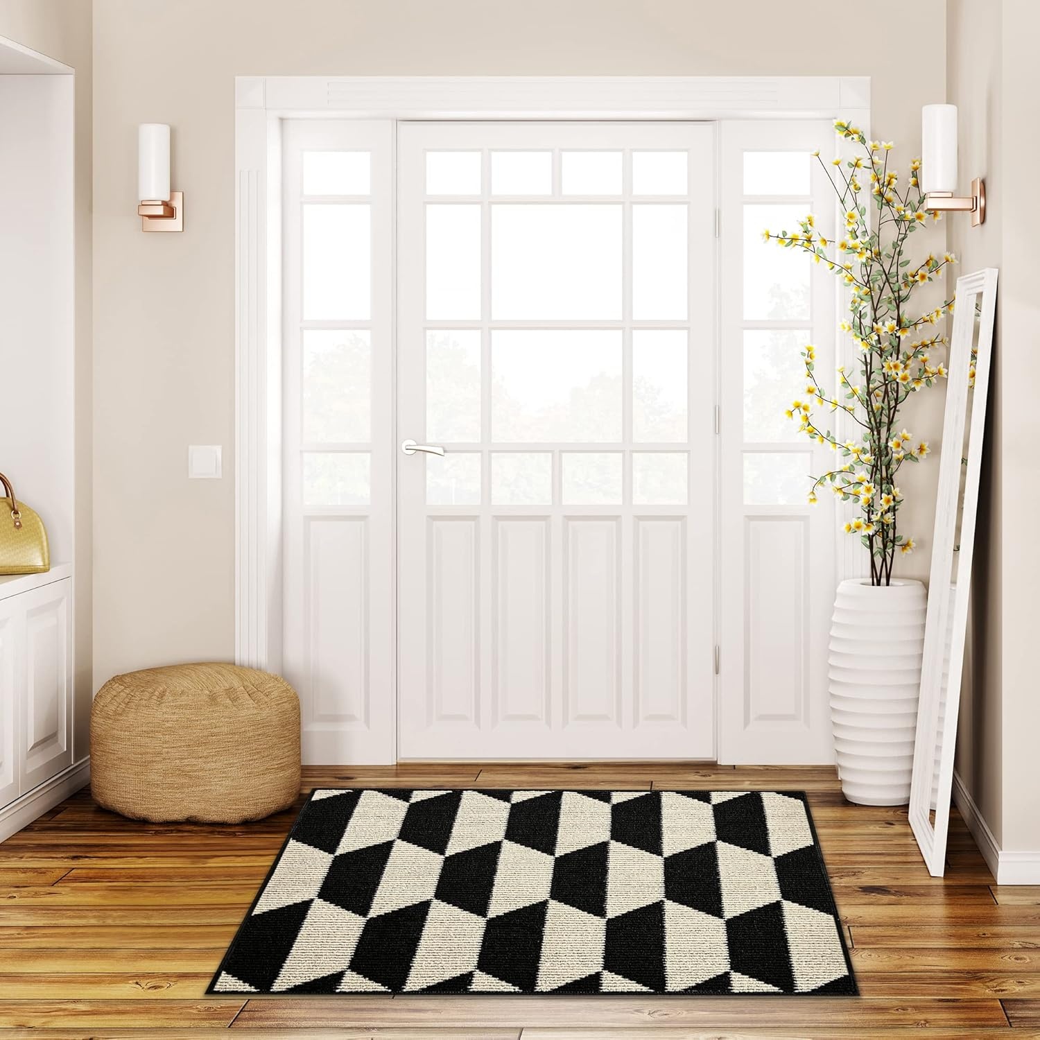 image:imageGRANNY SAYS Indoor Doormat 20 x 32 NonSlip Front Door Mats Outdoor Welcome Mat Washable Low Profile Indoor Door Mats for Entryway Floor Inside Back DoormatsBlackTan