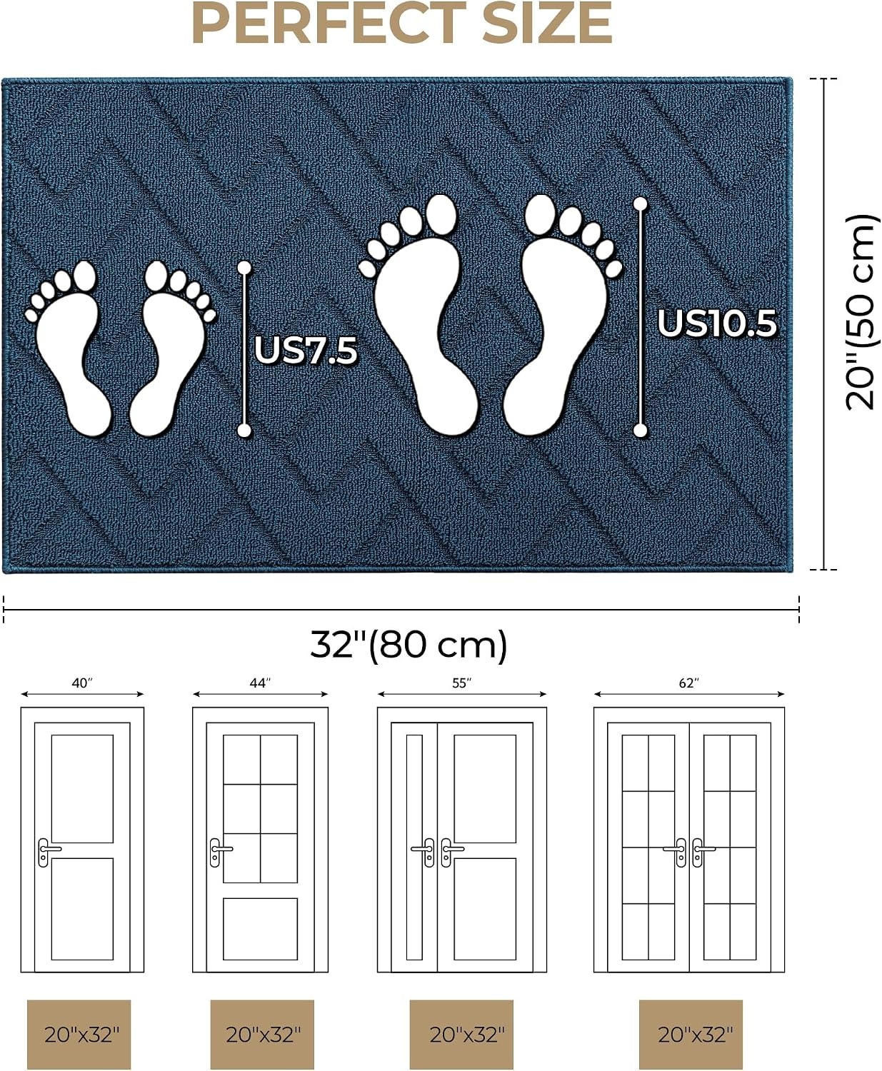 image:imageGRANNY SAYS Indoor Doormat 20 x 32 NonSlip Front Door Mats Outdoor Welcome Mat Washable Low Profile Indoor Door Mats for Entryway Floor Inside Back DoormatsDeep Blue