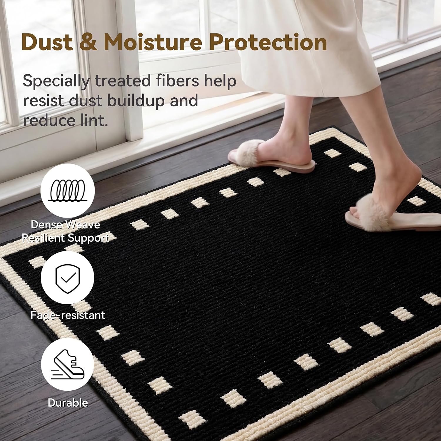 image:imageGRANNY SAYS Indoor Doormat 20 x 32 NonSlip Front Door Mats Outdoor Welcome Mat Washable Low Profile Indoor Door Mats for Entryway Floor Inside Back DoormatsBlack Tan Square