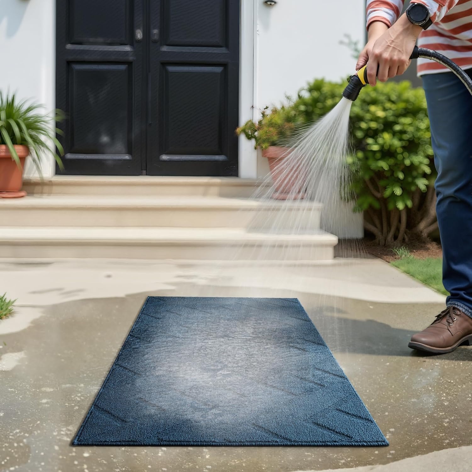 image:imageGRANNY SAYS Indoor Doormat 20 x 32 NonSlip Front Door Mats Outdoor Welcome Mat Washable Low Profile Indoor Door Mats for Entryway Floor Inside Back DoormatsDeep Blue