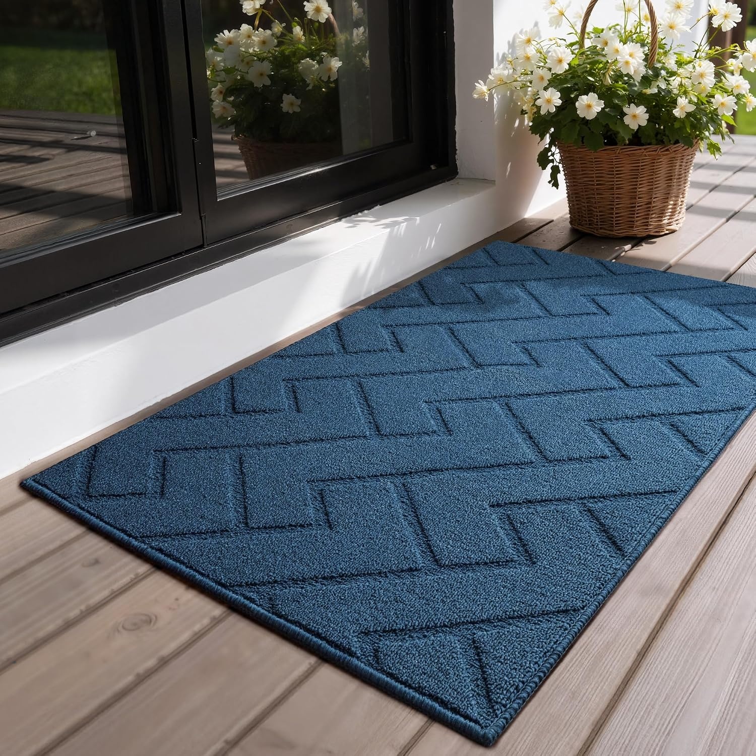 image:imageGRANNY SAYS Indoor Doormat 20 x 32 NonSlip Front Door Mats Outdoor Welcome Mat Washable Low Profile Indoor Door Mats for Entryway Floor Inside Back DoormatsDeep Blue