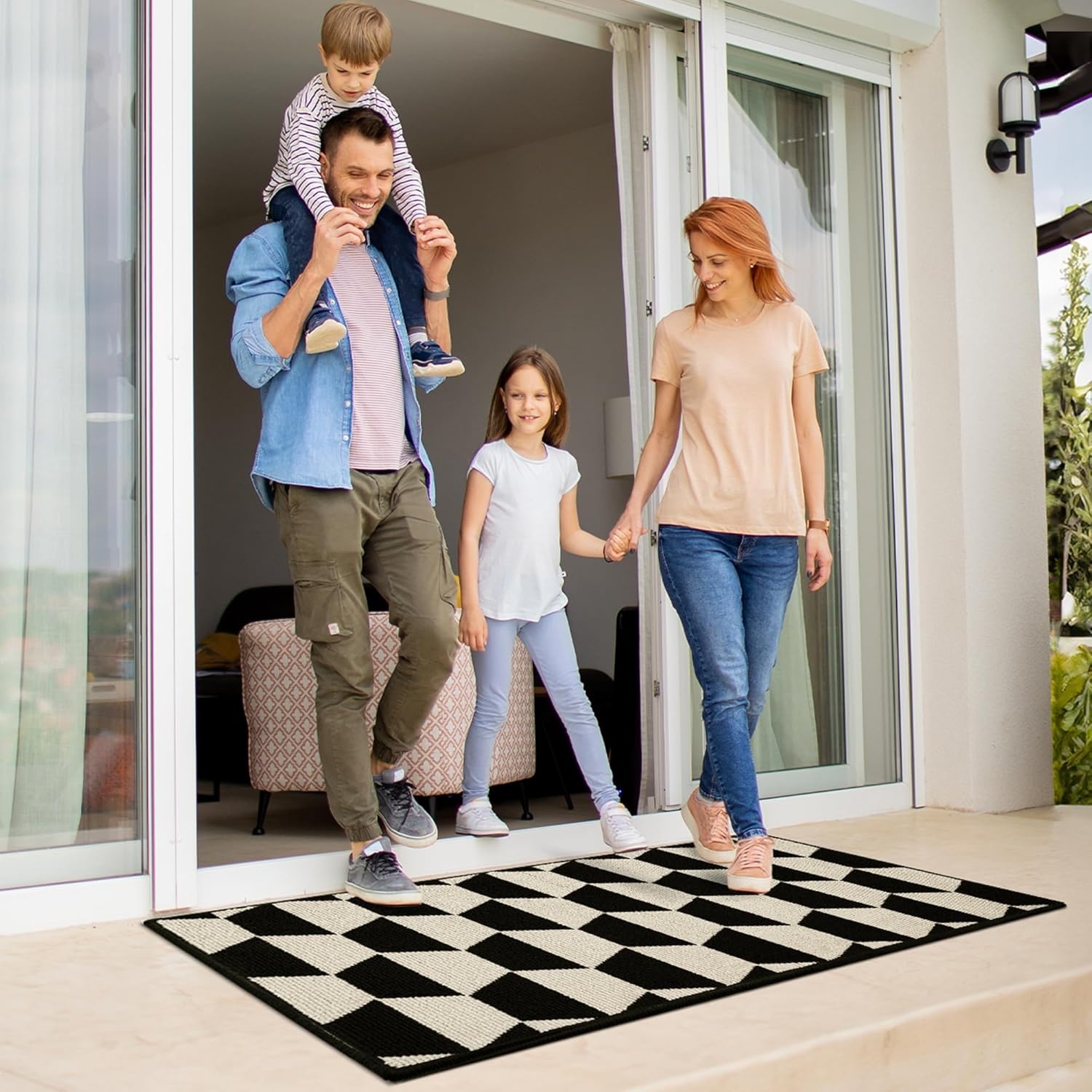 image:imageGRANNY SAYS Indoor Doormat 20 x 32 NonSlip Front Door Mats Outdoor Welcome Mat Washable Low Profile Indoor Door Mats for Entryway Floor Inside Back DoormatsBlackTan