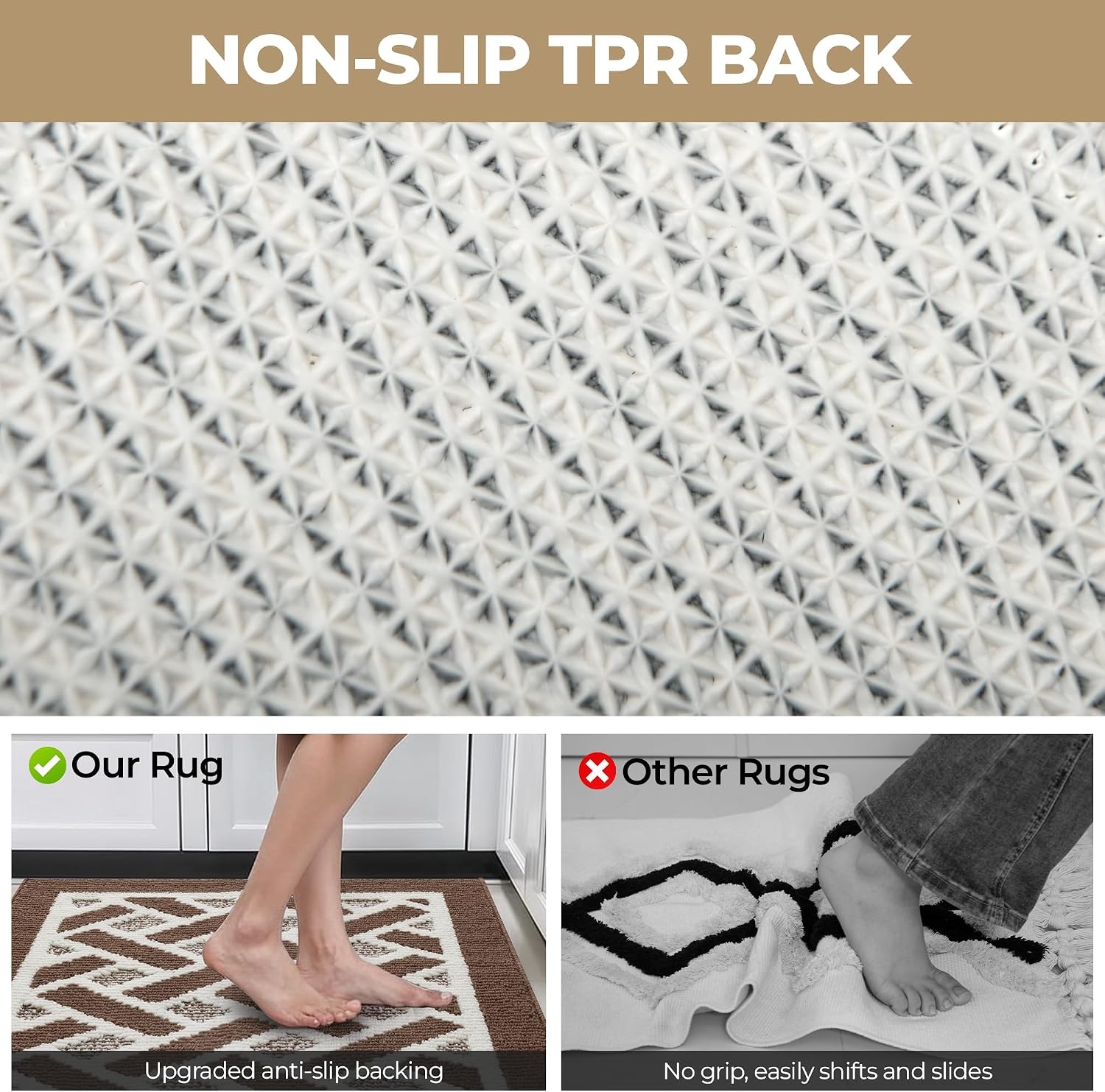 image:imageGRANNY SAYS Indoor Doormat 20 x 32 NonSlip Front Door Mats Outdoor Welcome Mat Washable Low Profile Indoor Door Mats for Entryway Floor Inside Back DoormatsBrown and White