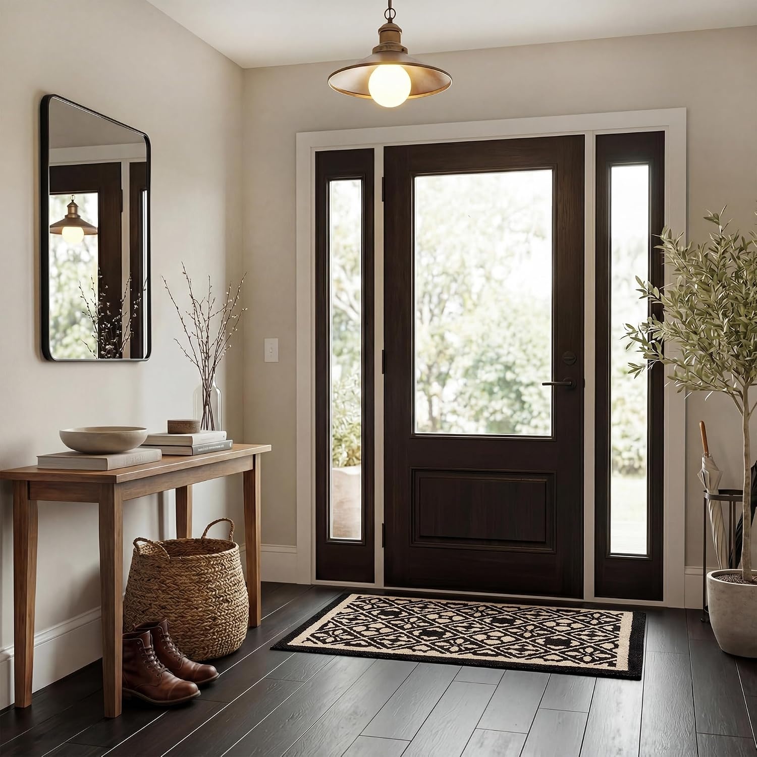 image:imageGRANNY SAYS Indoor Doormat 20 x 32 NonSlip Front Door Mats Outdoor Welcome Mat Washable Low Profile Indoor Door Mats for Entryway Floor Inside Back DoormatsBlackfloral Check