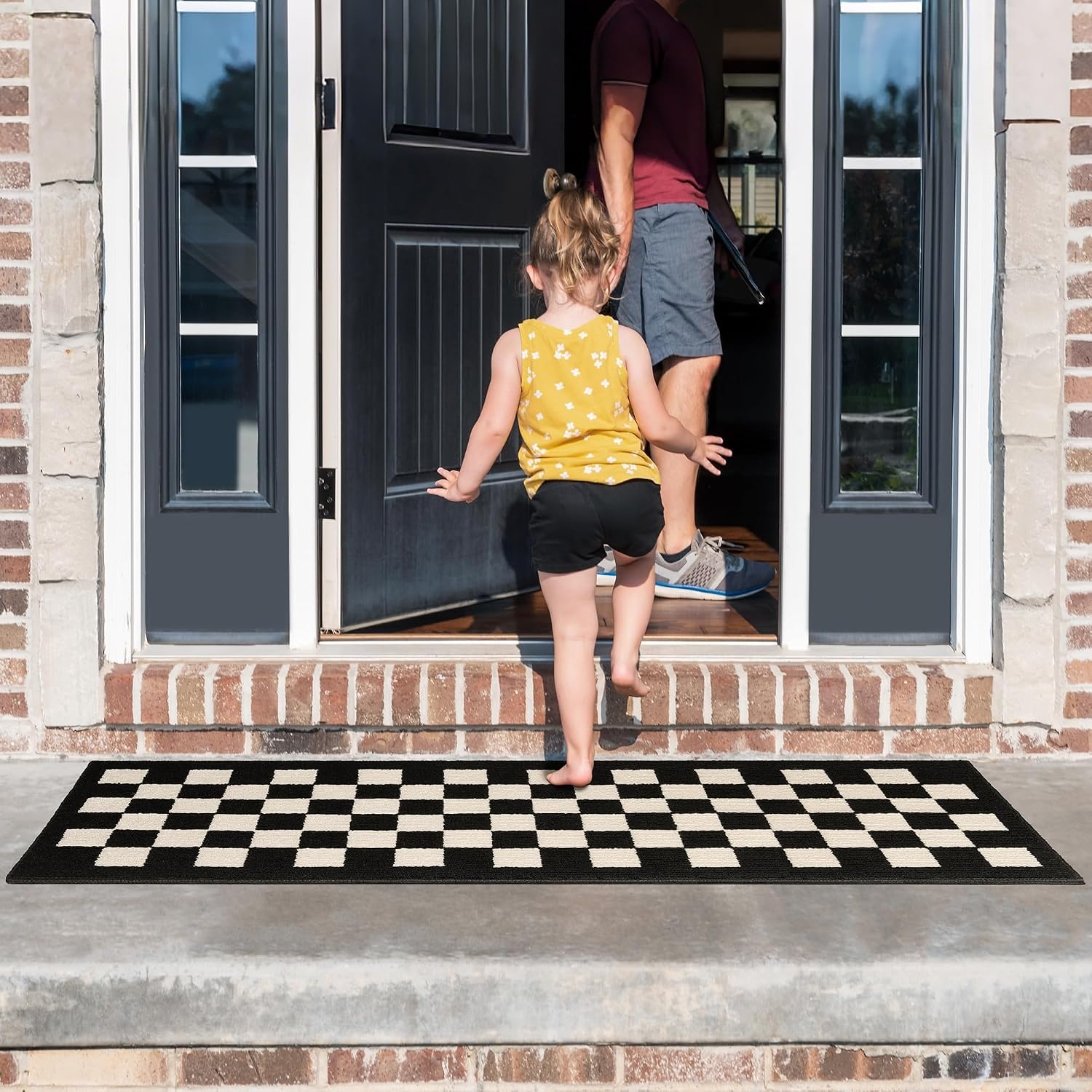 image:imageGRANNY SAYS Indoor Doormat 20 x 32 NonSlip Front Door Mats Outdoor Welcome Mat Washable Low Profile Indoor Door Mats for Entryway Floor Inside Back DoormatsCheckerboard