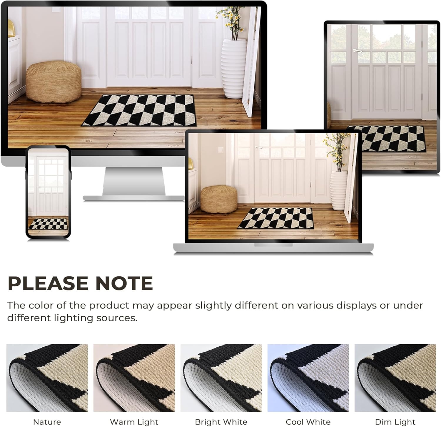 image:imageGRANNY SAYS Indoor Doormat 20 x 32 NonSlip Front Door Mats Outdoor Welcome Mat Washable Low Profile Indoor Door Mats for Entryway Floor Inside Back DoormatsBlackTan