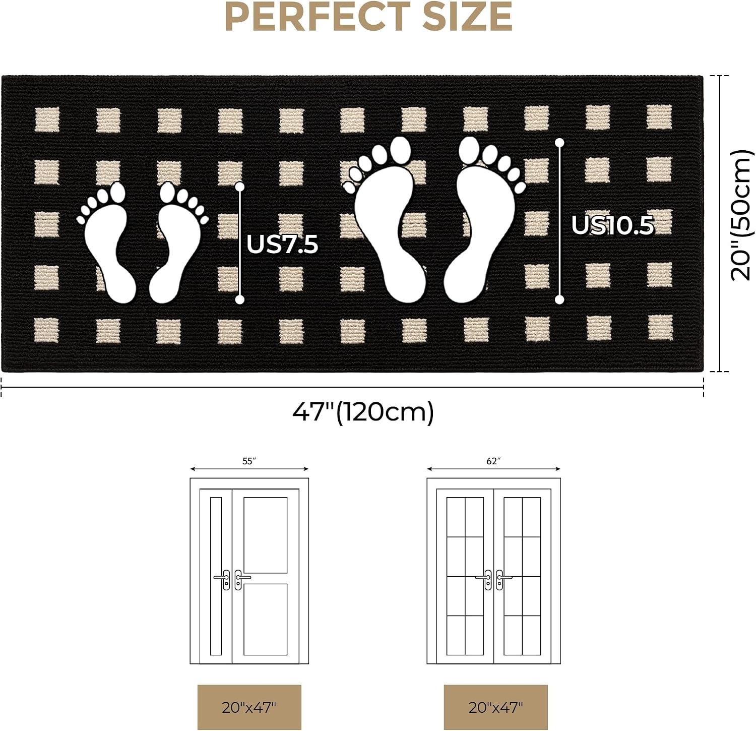 image:imageGRANNY SAYS Indoor Doormat 20 x 32 NonSlip Front Door Mats Outdoor Welcome Mat Washable Low Profile Indoor Door Mats for Entryway Floor Inside Back DoormatsBlackmosaic