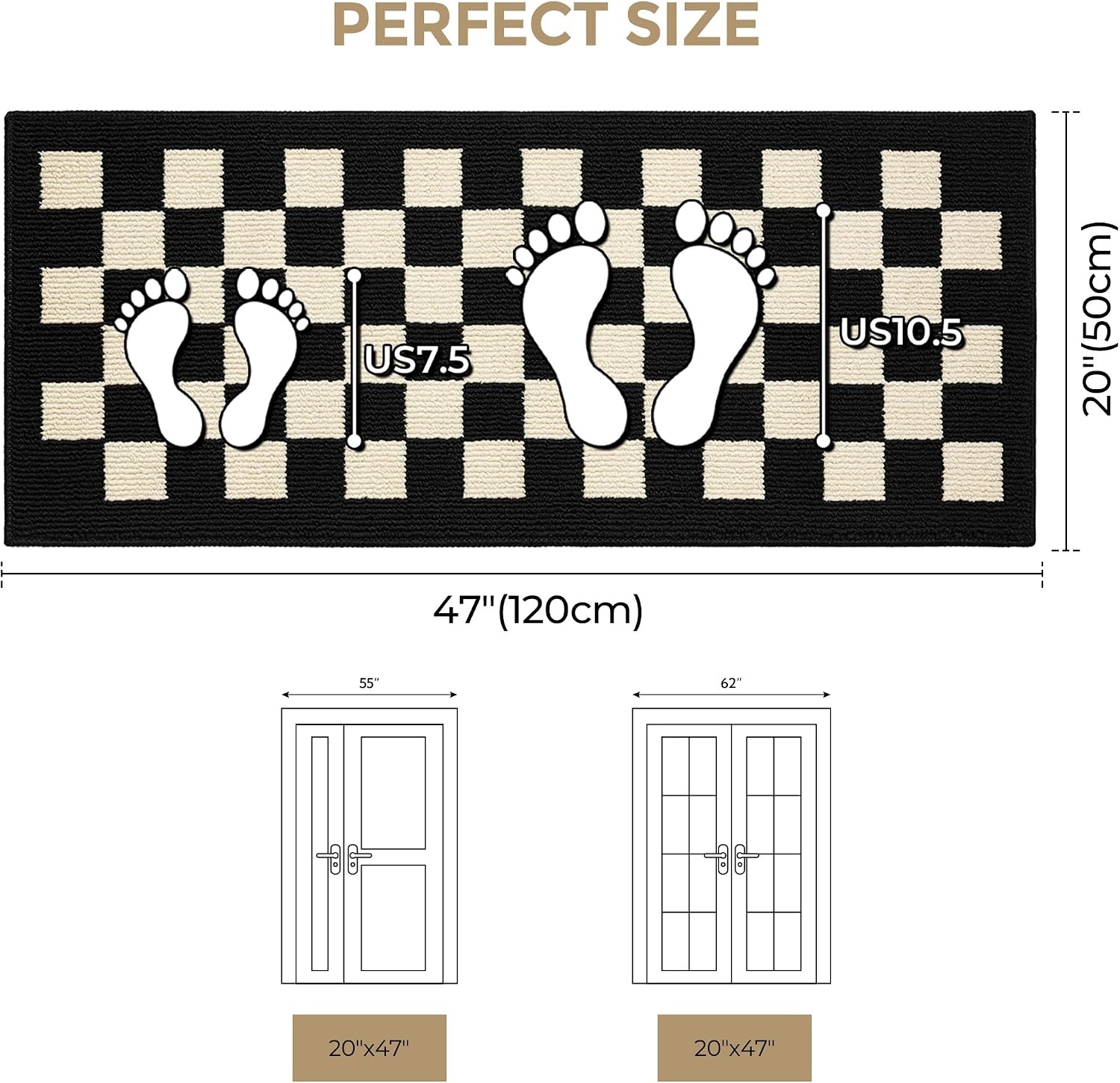 image:imageGRANNY SAYS Indoor Doormat 20 x 32 NonSlip Front Door Mats Outdoor Welcome Mat Washable Low Profile Indoor Door Mats for Entryway Floor Inside Back DoormatsCheckerboard