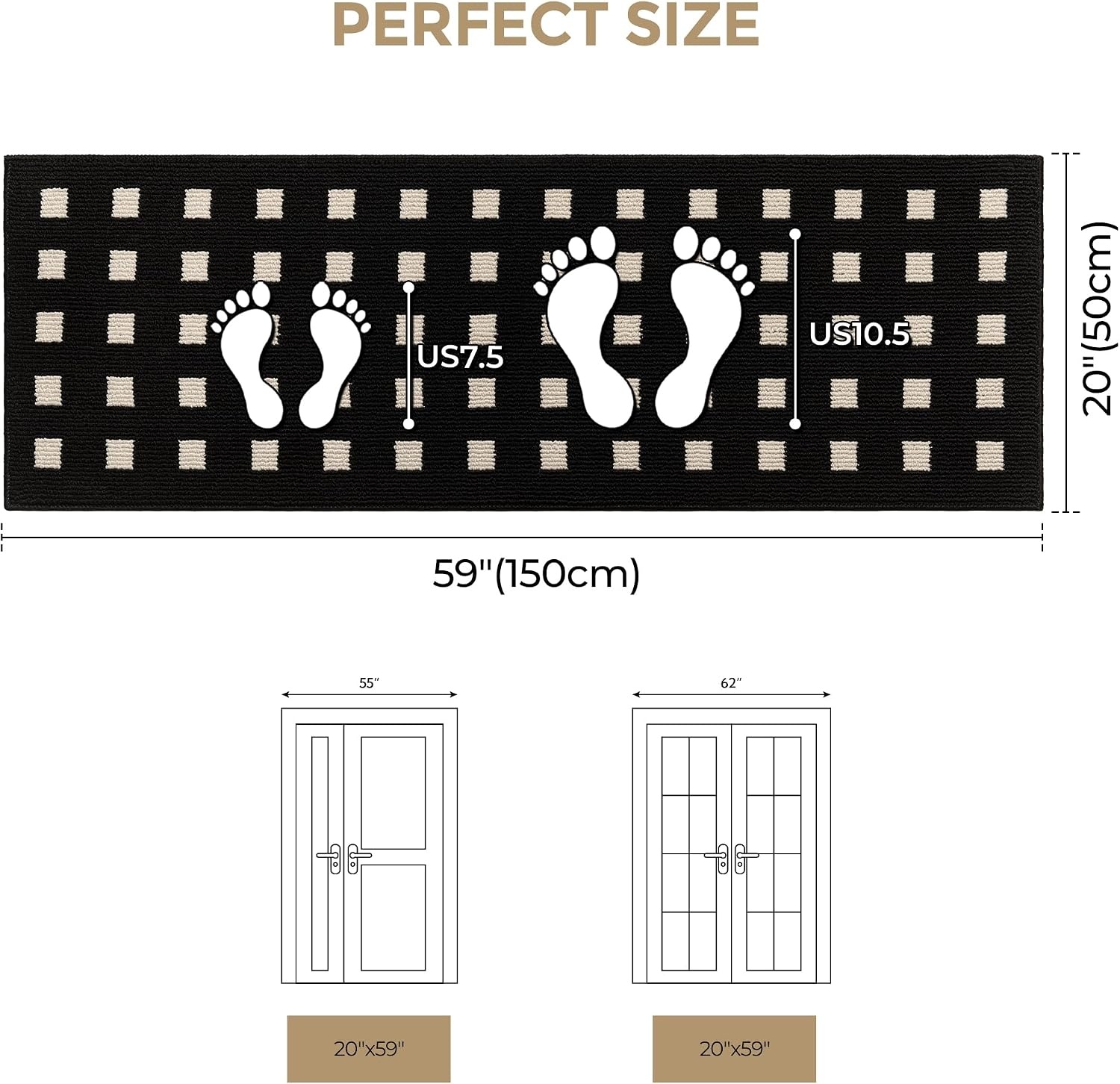 image:imageGRANNY SAYS Indoor Doormat 20 x 32 NonSlip Front Door Mats Outdoor Welcome Mat Washable Low Profile Indoor Door Mats for Entryway Floor Inside Back DoormatsBlackmosaic