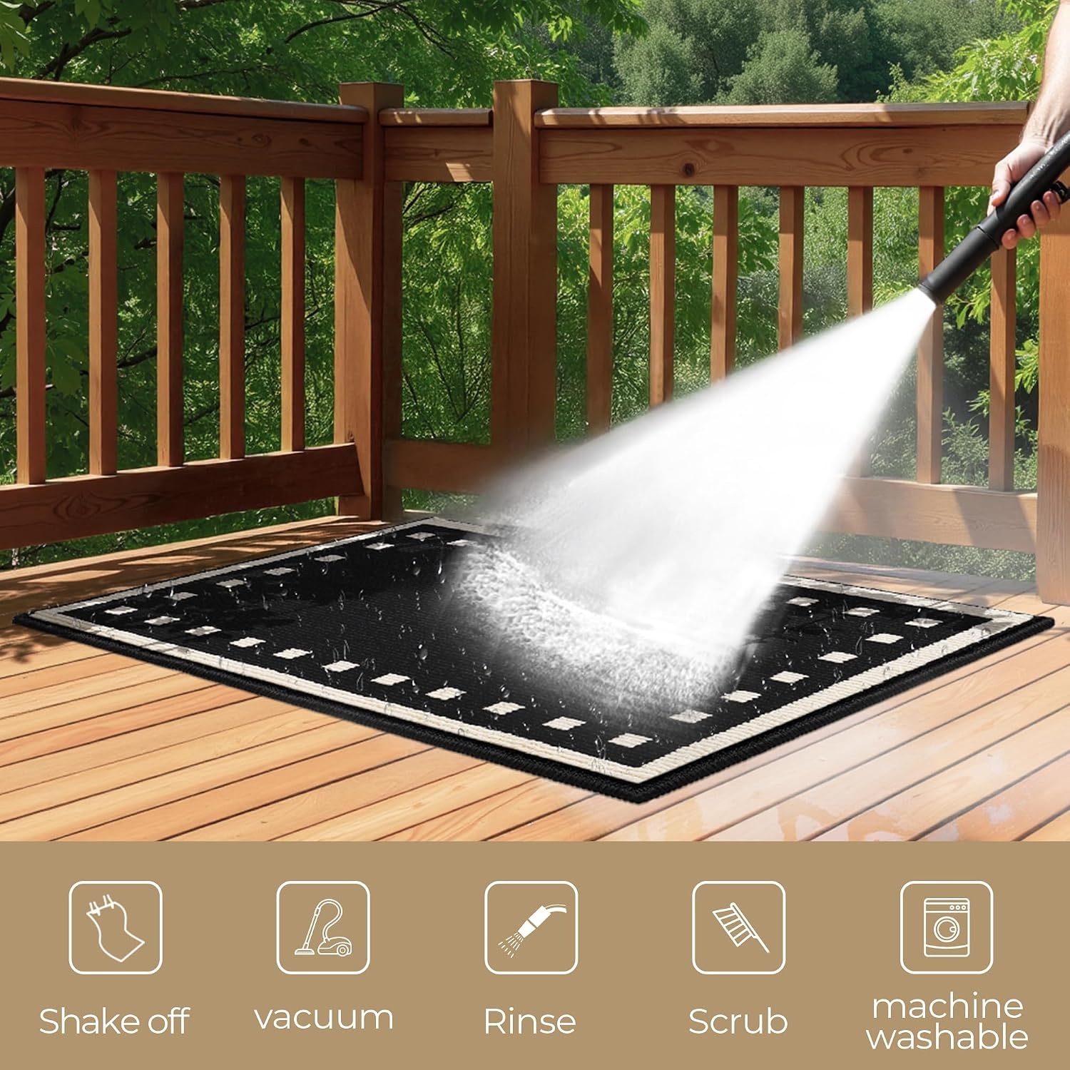 image:imageGRANNY SAYS Indoor Doormat 20 x 32 NonSlip Front Door Mats Outdoor Welcome Mat Washable Low Profile Indoor Door Mats for Entryway Floor Inside Back DoormatsBlack Tan Square