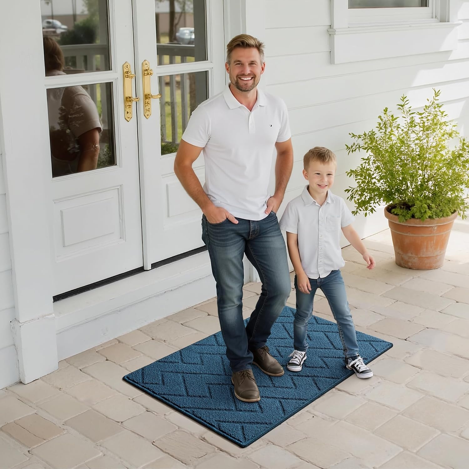 image:imageGRANNY SAYS Indoor Doormat 20 x 32 NonSlip Front Door Mats Outdoor Welcome Mat Washable Low Profile Indoor Door Mats for Entryway Floor Inside Back DoormatsDeep Blue