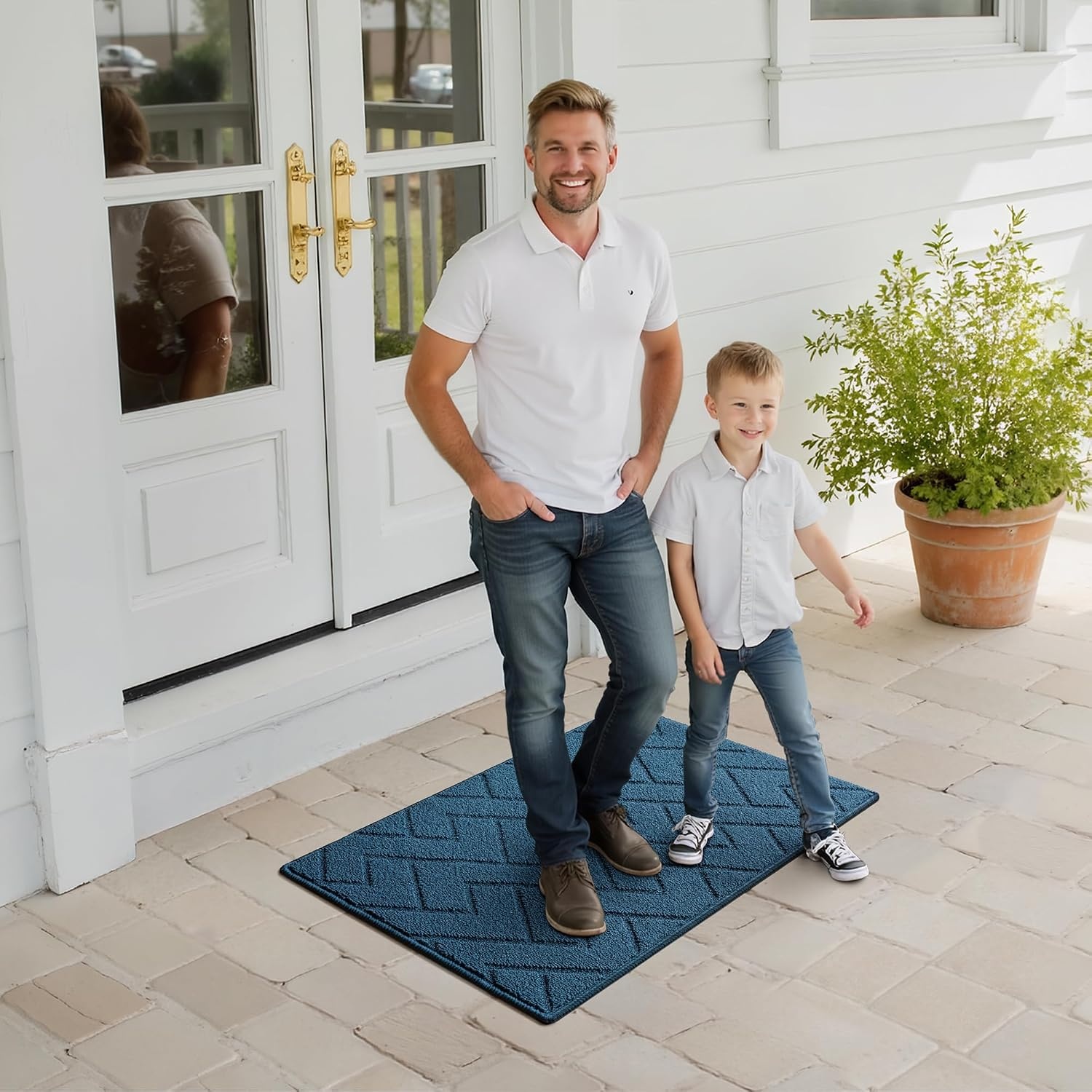 image:imageGRANNY SAYS Indoor Doormat 20 x 32 NonSlip Front Door Mats Outdoor Welcome Mat Washable Low Profile Indoor Door Mats for Entryway Floor Inside Back DoormatsDeep Blue