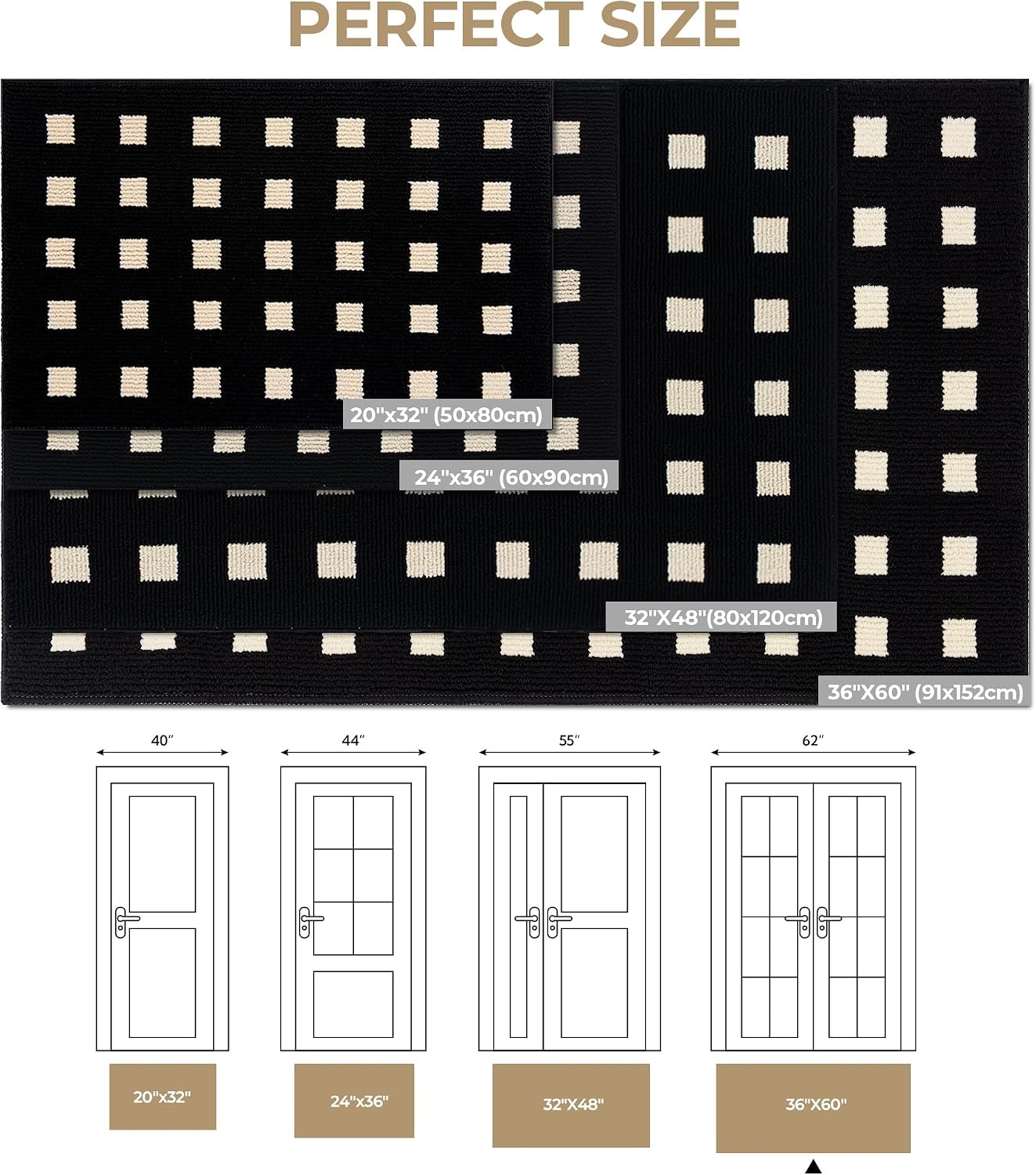 image:imageGRANNY SAYS Indoor Doormat 20 x 32 NonSlip Front Door Mats Outdoor Welcome Mat Washable Low Profile Indoor Door Mats for Entryway Floor Inside Back DoormatsBlackmosaic