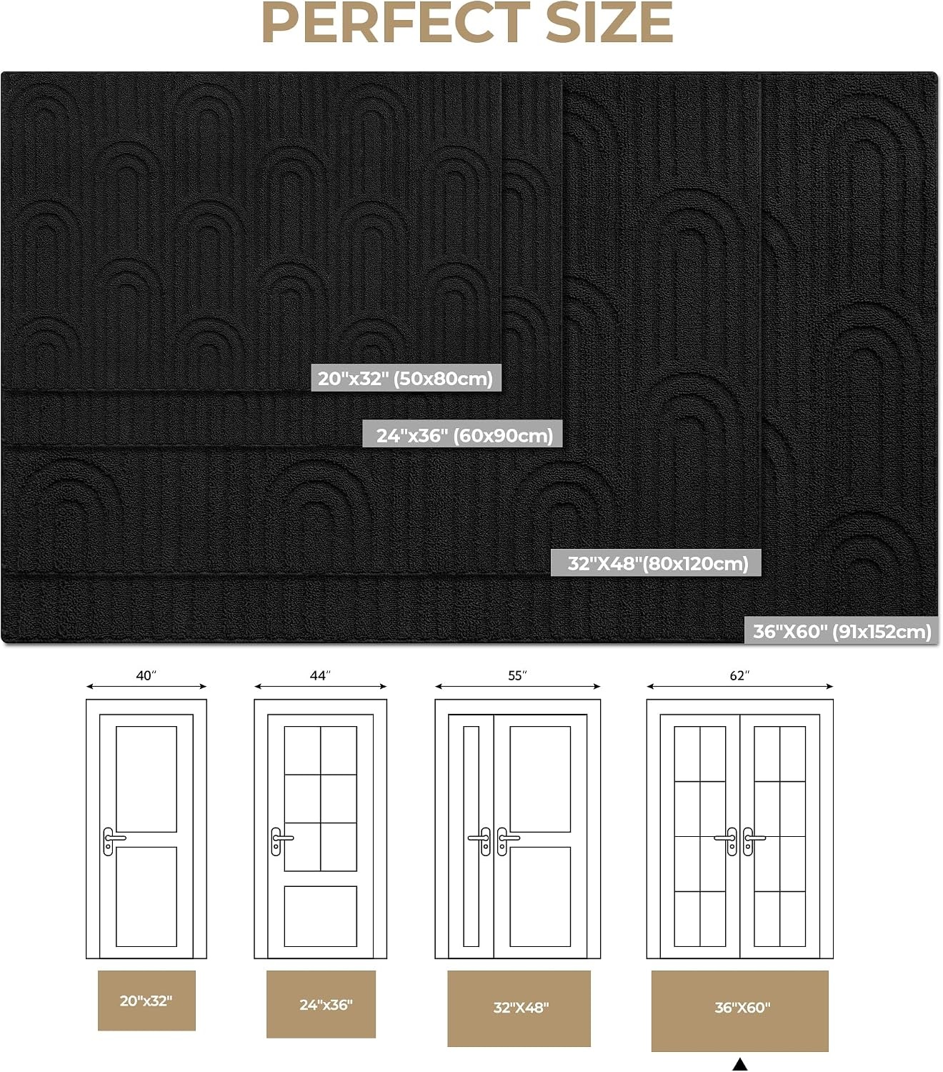 image:imageGRANNY SAYS Indoor Doormat 20 x 32 NonSlip Front Door Mats Outdoor Welcome Mat Washable Low Profile Indoor Door Mats for Entryway Floor Inside Back DoormatsBlack