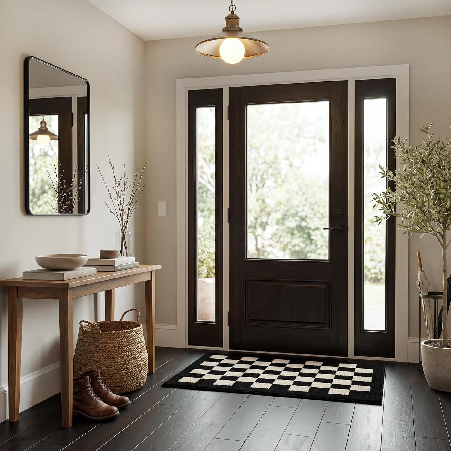 image:imageGRANNY SAYS Indoor Doormat 20 x 32 NonSlip Front Door Mats Outdoor Welcome Mat Washable Low Profile Indoor Door Mats for Entryway Floor Inside Back DoormatsCheckerboard
