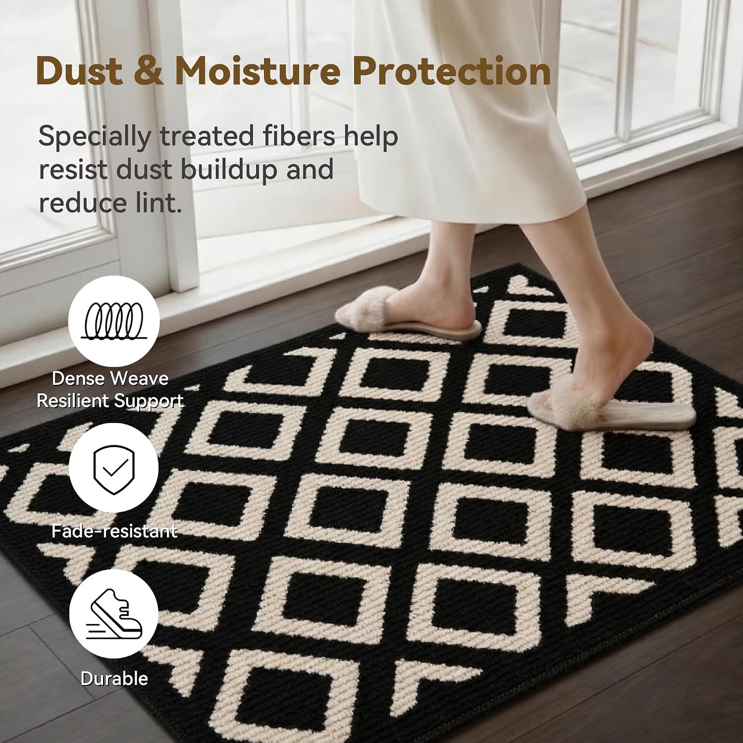 image:imageGRANNY SAYS Indoor Doormat 20 x 32 NonSlip Front Door Mats Outdoor Welcome Mat Washable Low Profile Indoor Door Mats for Entryway Floor Inside Back DoormatsBlackTan Diamond