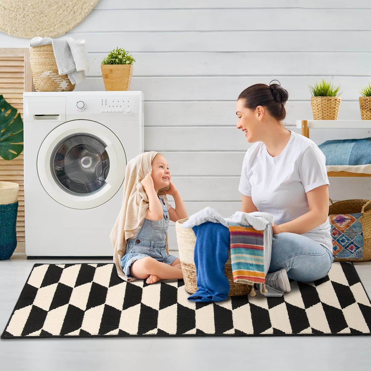 image:imageGRANNY SAYS Indoor Doormat 20 x 32 NonSlip Front Door Mats Outdoor Welcome Mat Washable Low Profile Indoor Door Mats for Entryway Floor Inside Back DoormatsBlackTan