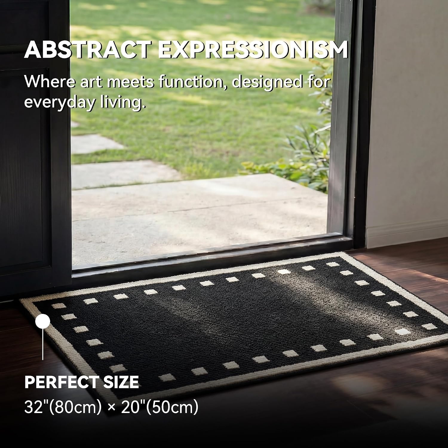 image:imageGRANNY SAYS Indoor Doormat 20 x 32 NonSlip Front Door Mats Outdoor Welcome Mat Washable Low Profile Indoor Door Mats for Entryway Floor Inside Back DoormatsBlack Tan Square