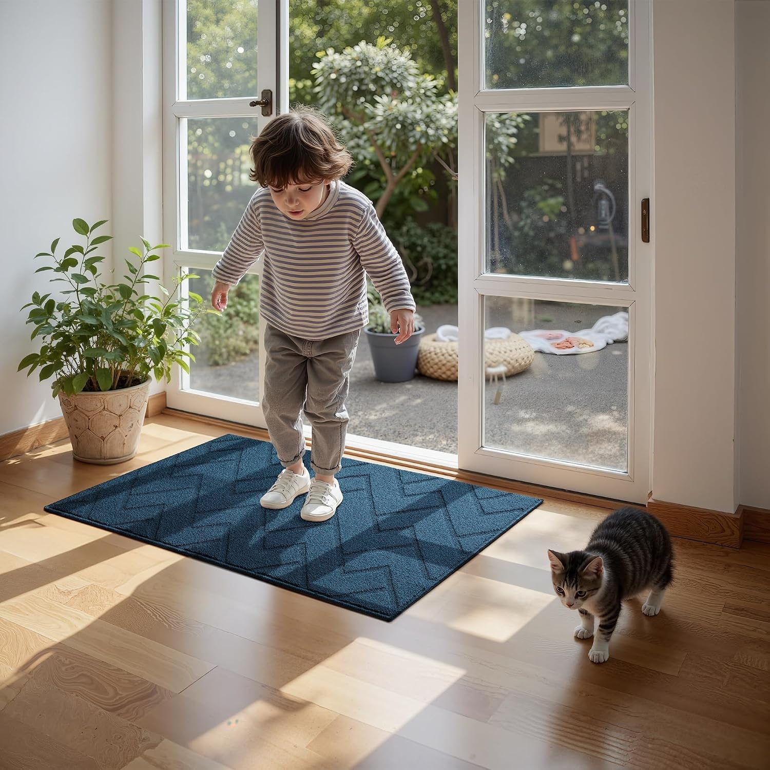 image:imageGRANNY SAYS Indoor Doormat 20 x 32 NonSlip Front Door Mats Outdoor Welcome Mat Washable Low Profile Indoor Door Mats for Entryway Floor Inside Back DoormatsDeep Blue
