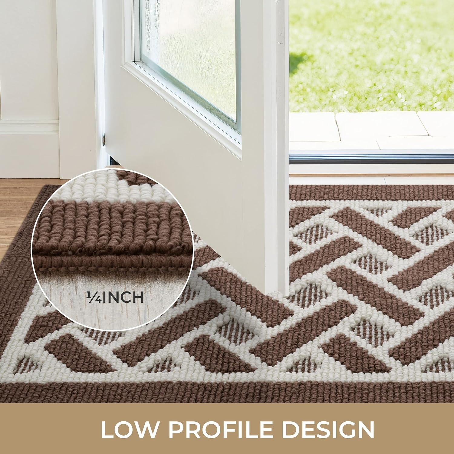 image:imageGRANNY SAYS Indoor Doormat 20 x 32 NonSlip Front Door Mats Outdoor Welcome Mat Washable Low Profile Indoor Door Mats for Entryway Floor Inside Back DoormatsBrown and White