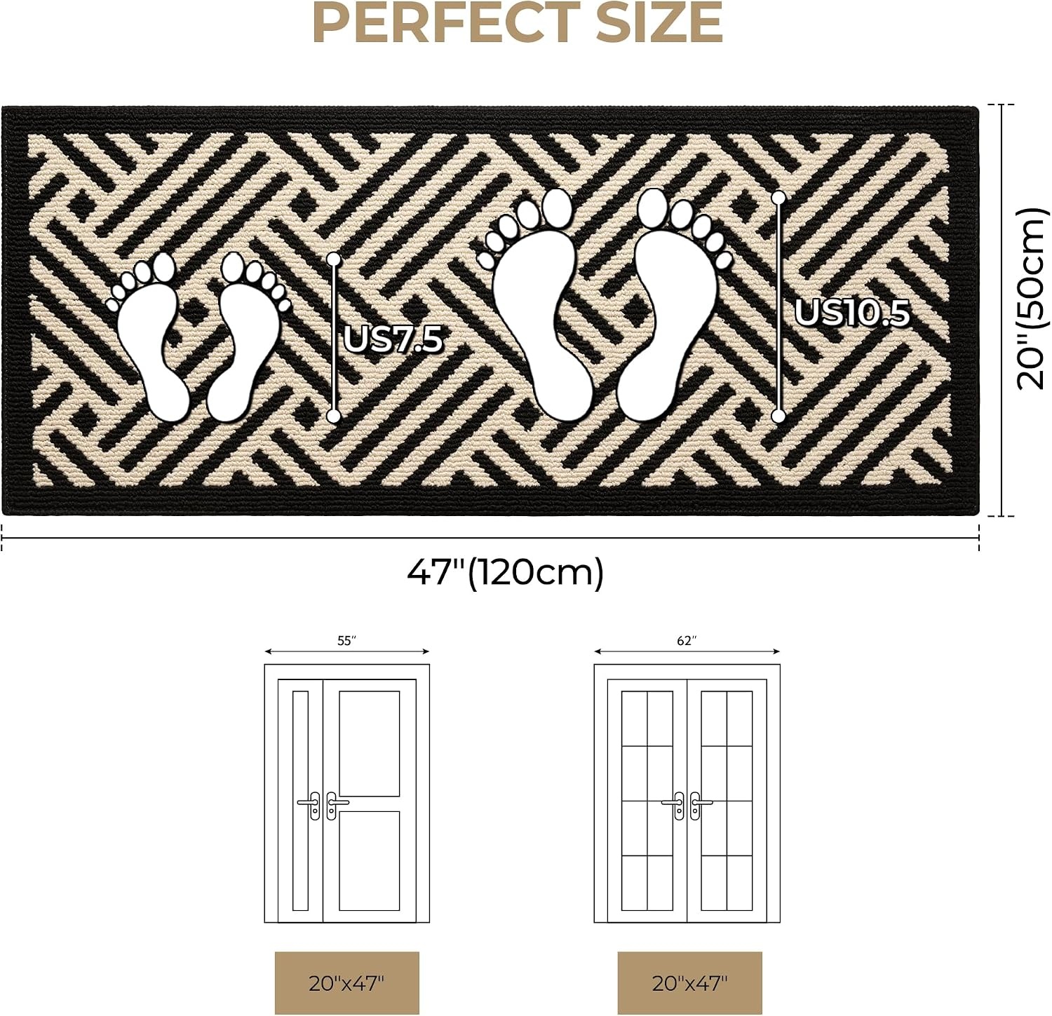 image:imageGRANNY SAYS Indoor Doormat 20 x 32 NonSlip Front Door Mats Outdoor Welcome Mat Washable Low Profile Indoor Door Mats for Entryway Floor Inside Back DoormatsBeige Blackwave