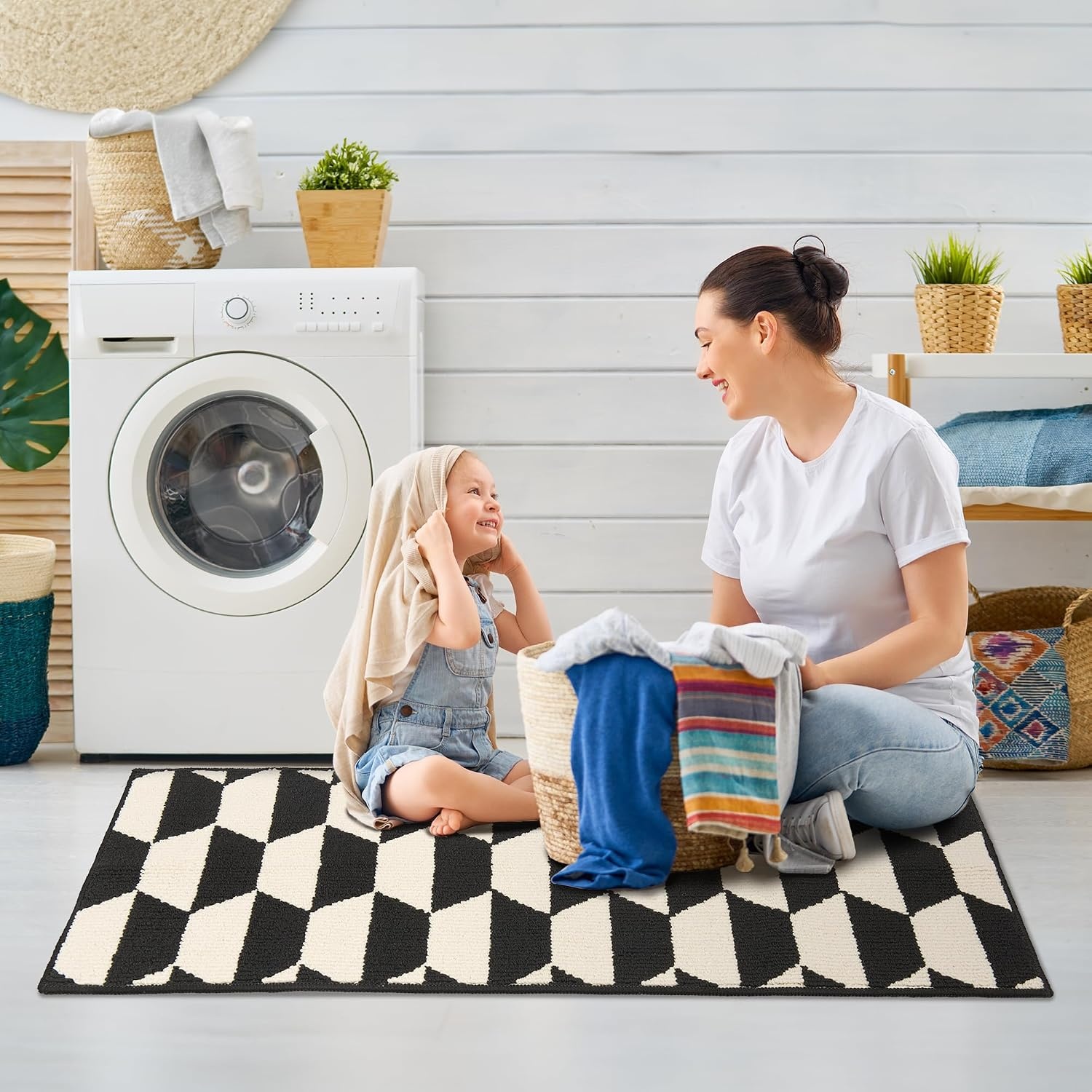 image:imageGRANNY SAYS Indoor Doormat 20 x 32 NonSlip Front Door Mats Outdoor Welcome Mat Washable Low Profile Indoor Door Mats for Entryway Floor Inside Back DoormatsBlackTan