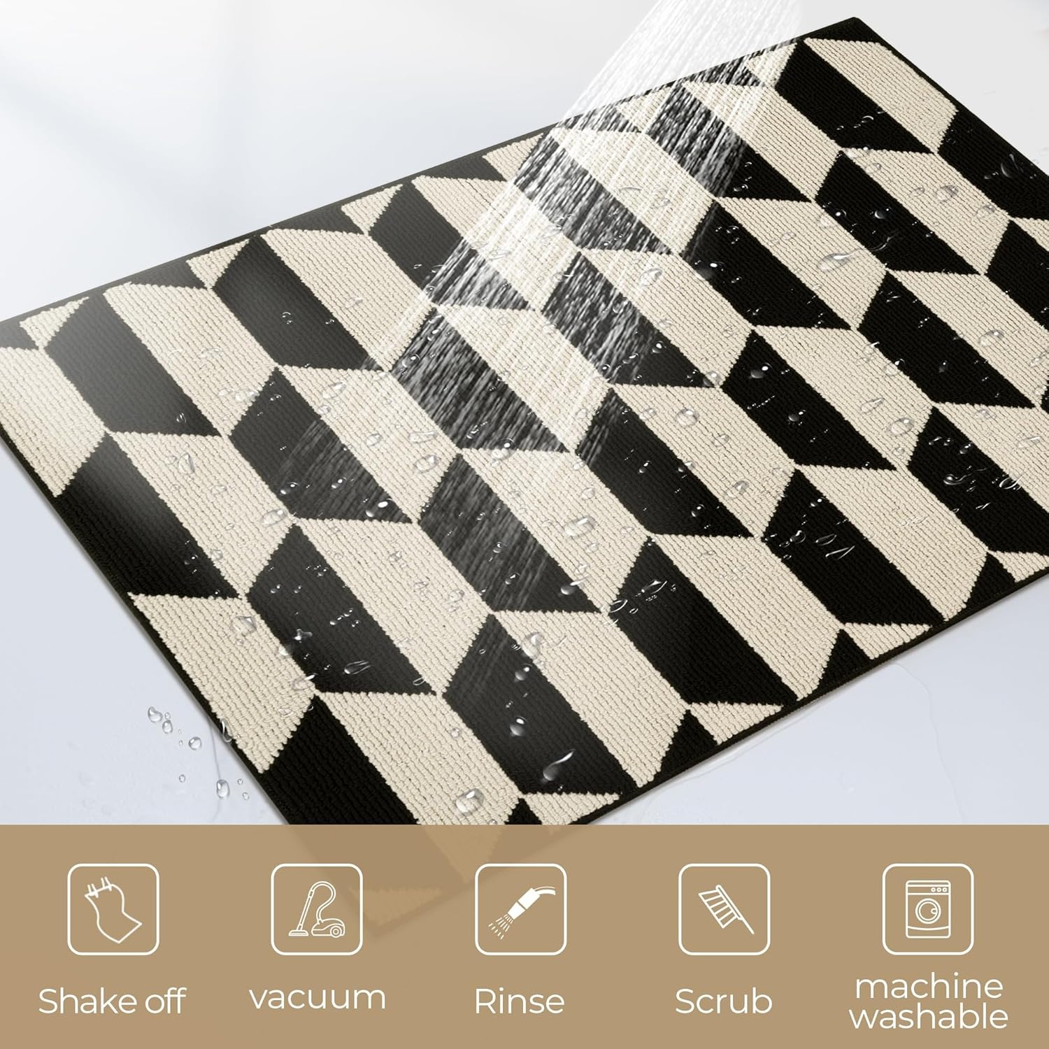 image:imageGRANNY SAYS Indoor Doormat 20 x 32 NonSlip Front Door Mats Outdoor Welcome Mat Washable Low Profile Indoor Door Mats for Entryway Floor Inside Back DoormatsBlackTan