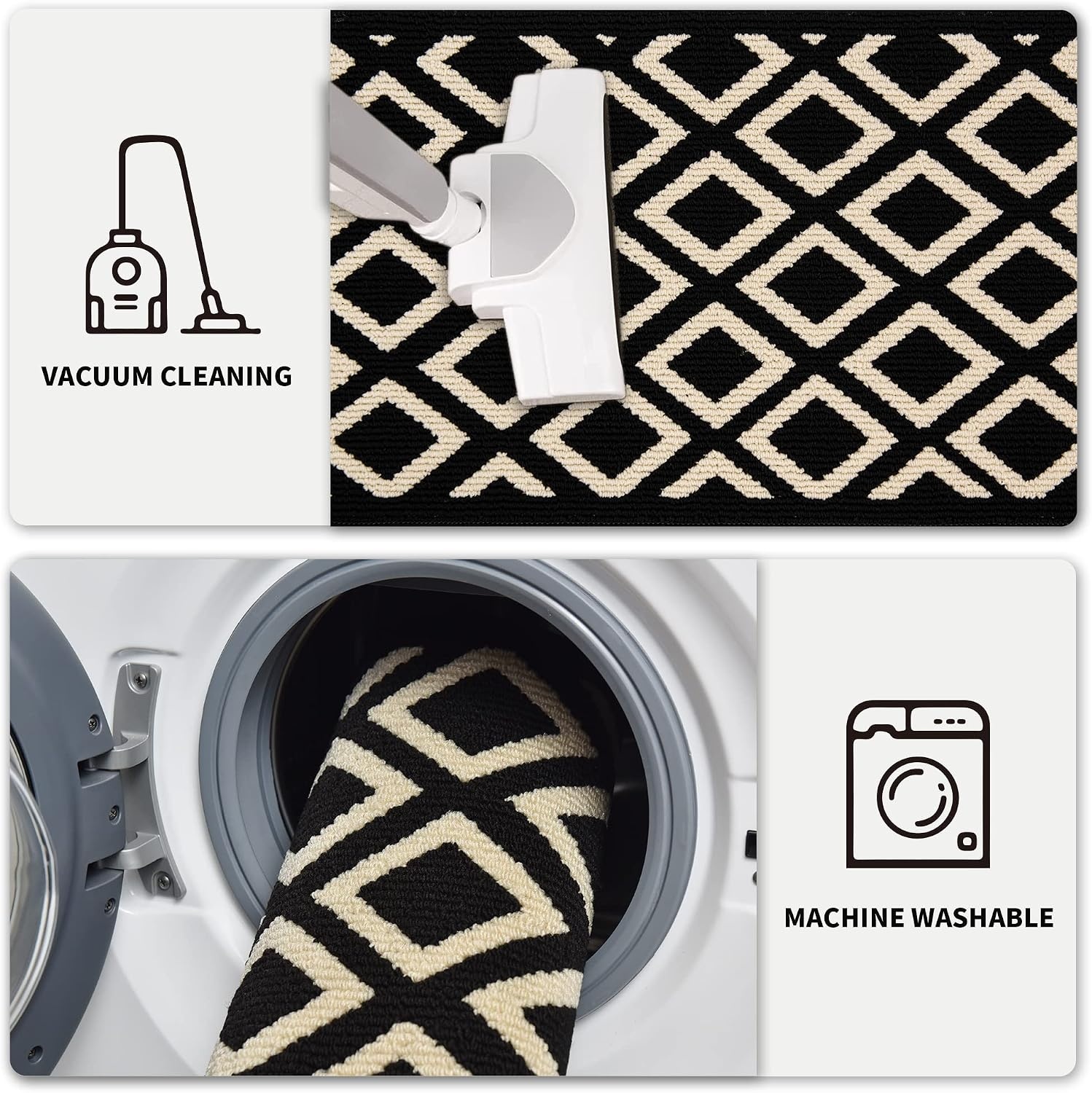 image:imageGRANNY SAYS Indoor Doormat 20 x 32 NonSlip Front Door Mats Outdoor Welcome Mat Washable Low Profile Indoor Door Mats for Entryway Floor Inside Back DoormatsBlackTan Diamond