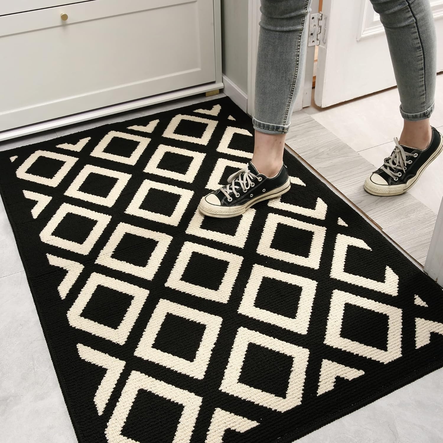 image:imageGRANNY SAYS Indoor Doormat 20 x 32 NonSlip Front Door Mats Outdoor Welcome Mat Washable Low Profile Indoor Door Mats for Entryway Floor Inside Back DoormatsBlackTan Diamond