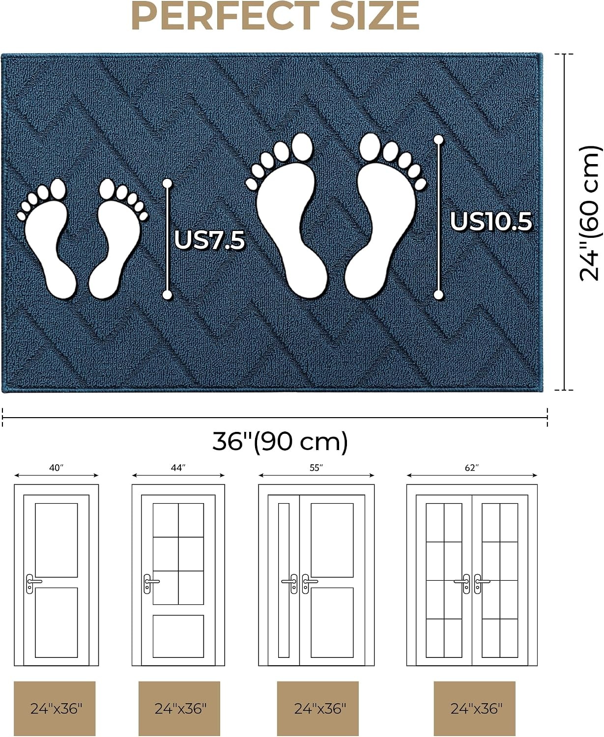 image:imageGRANNY SAYS Indoor Doormat 20 x 32 NonSlip Front Door Mats Outdoor Welcome Mat Washable Low Profile Indoor Door Mats for Entryway Floor Inside Back DoormatsDeep Blue