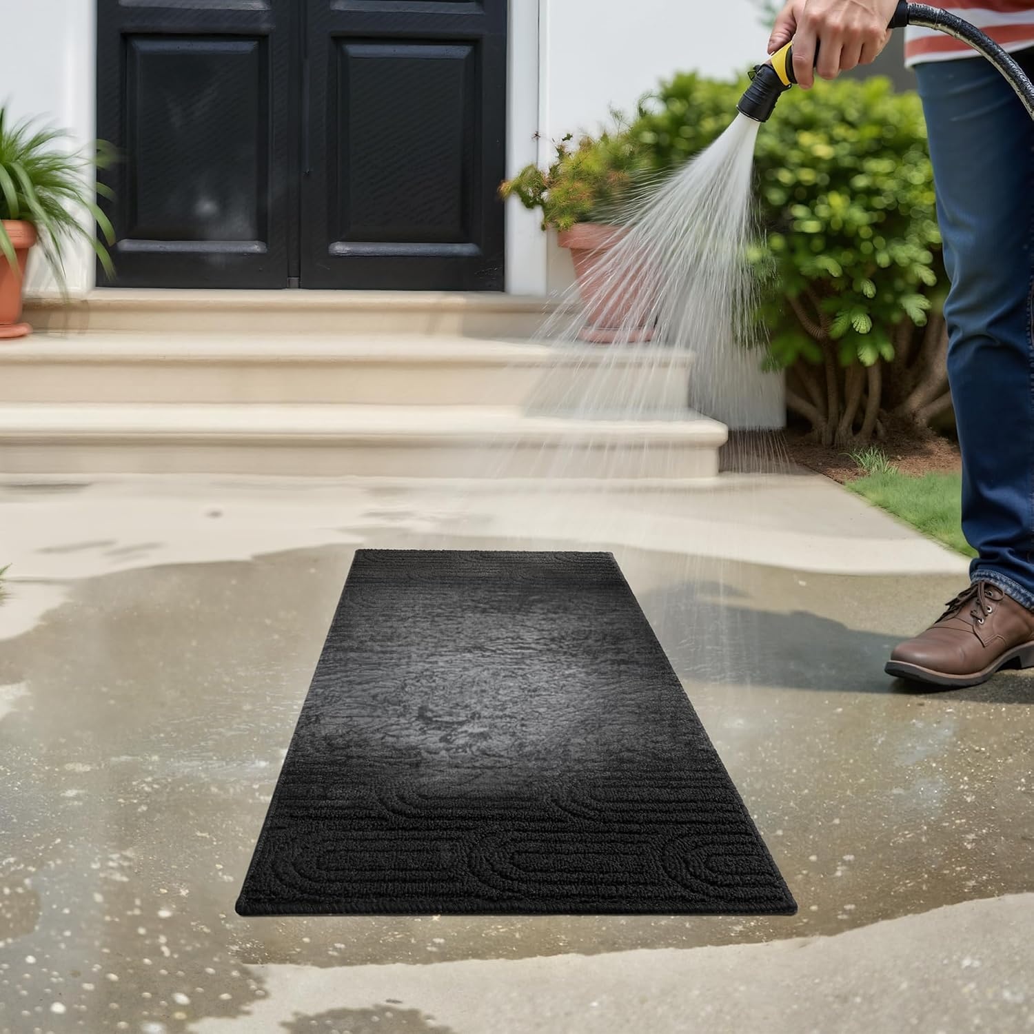 image:imageGRANNY SAYS Indoor Doormat 20 x 32 NonSlip Front Door Mats Outdoor Welcome Mat Washable Low Profile Indoor Door Mats for Entryway Floor Inside Back DoormatsBlack