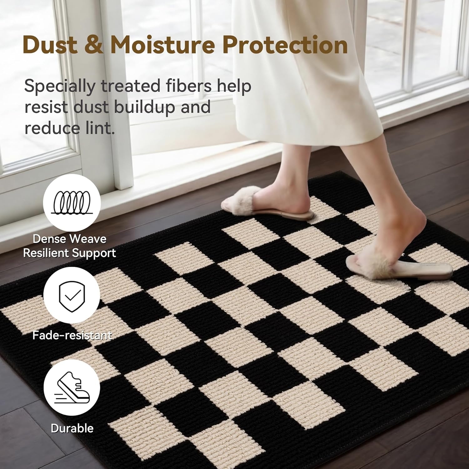 image:imageGRANNY SAYS Indoor Doormat 20 x 32 NonSlip Front Door Mats Outdoor Welcome Mat Washable Low Profile Indoor Door Mats for Entryway Floor Inside Back DoormatsCheckerboard