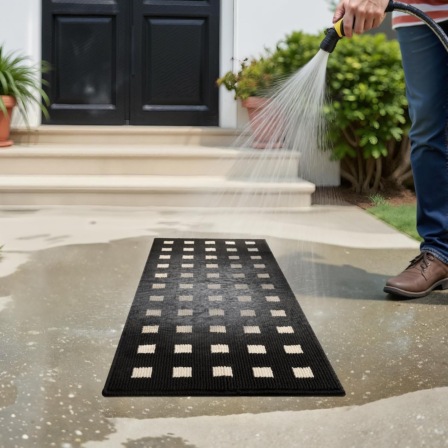 image:imageGRANNY SAYS Indoor Doormat 20 x 32 NonSlip Front Door Mats Outdoor Welcome Mat Washable Low Profile Indoor Door Mats for Entryway Floor Inside Back DoormatsBlackmosaic