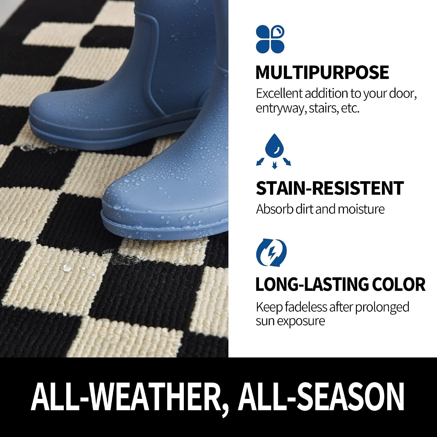 image:imageGRANNY SAYS Indoor Doormat 20 x 32 NonSlip Front Door Mats Outdoor Welcome Mat Washable Low Profile Indoor Door Mats for Entryway Floor Inside Back DoormatsCheckerboard