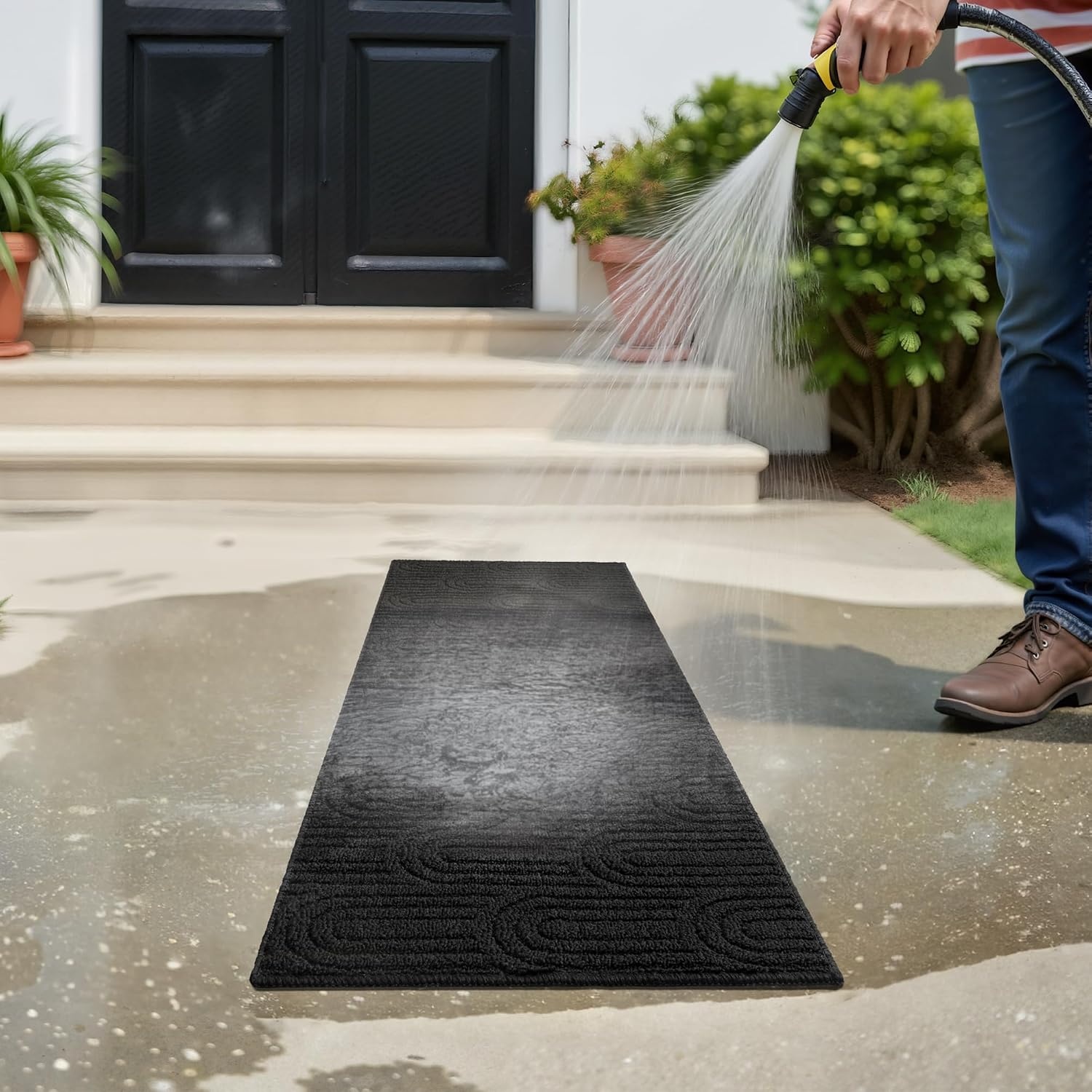 image:imageGRANNY SAYS Indoor Doormat 20 x 32 NonSlip Front Door Mats Outdoor Welcome Mat Washable Low Profile Indoor Door Mats for Entryway Floor Inside Back DoormatsBlack