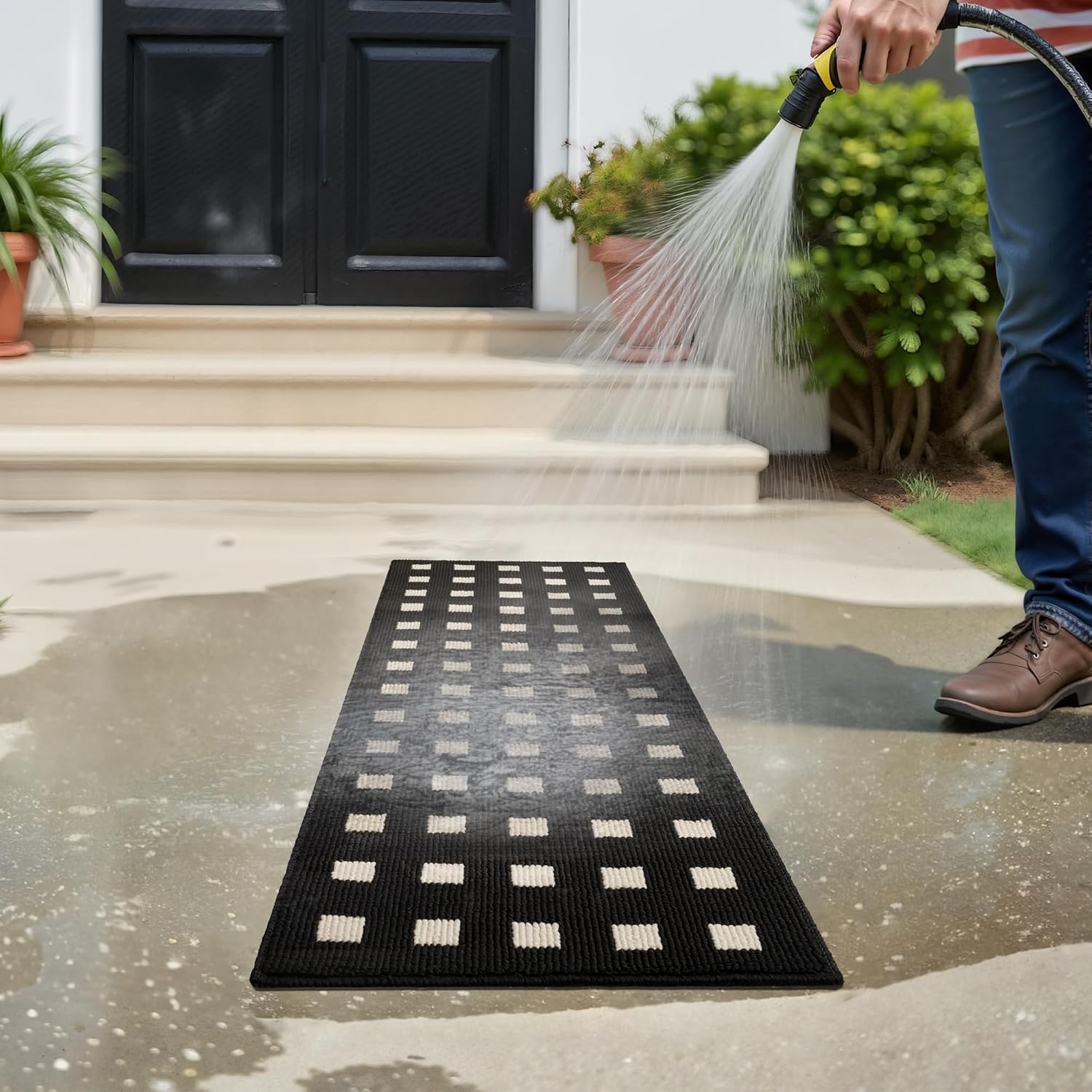 image:imageGRANNY SAYS Indoor Doormat 20 x 32 NonSlip Front Door Mats Outdoor Welcome Mat Washable Low Profile Indoor Door Mats for Entryway Floor Inside Back DoormatsBlackmosaic
