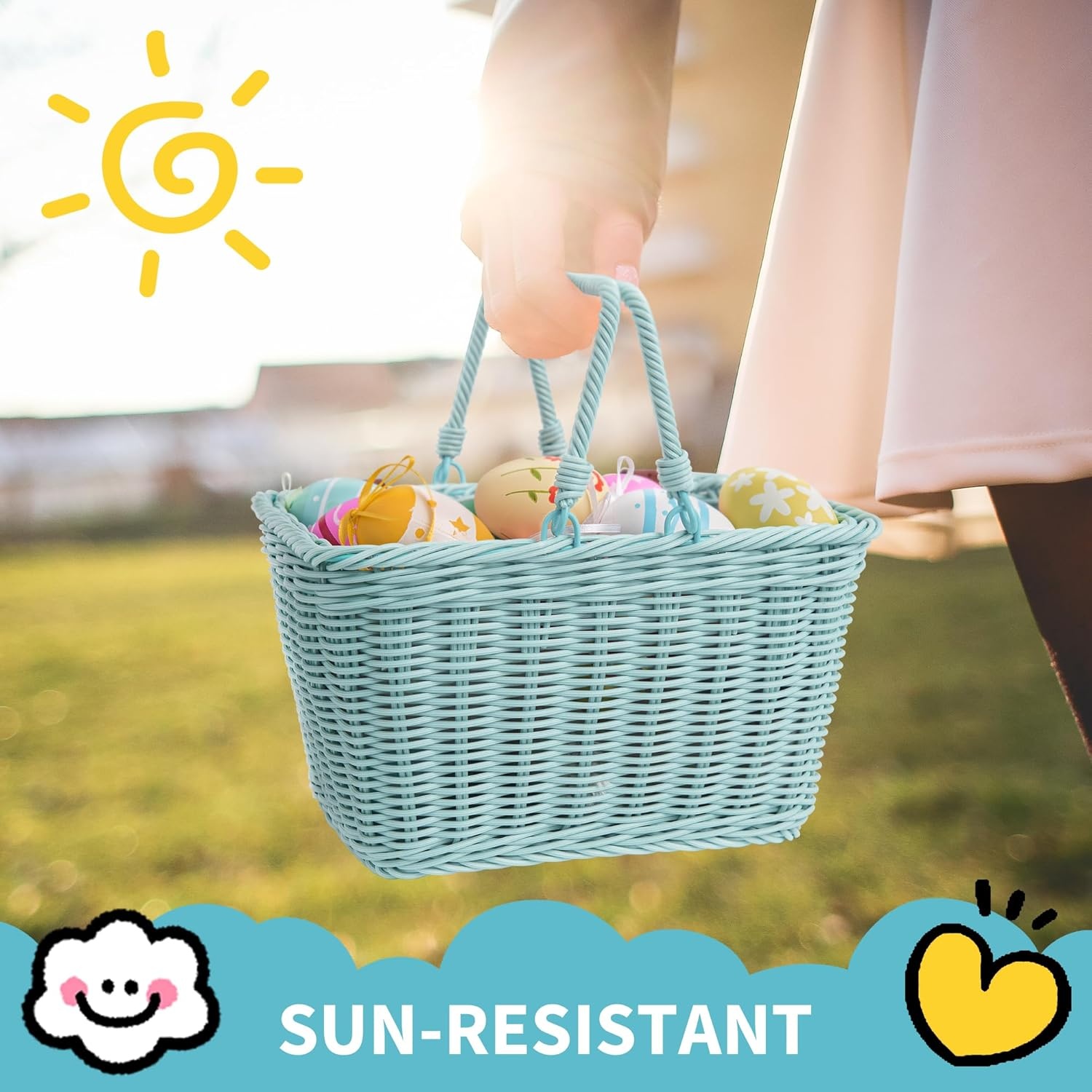 image:imageGRANNY SAYS Kids Bike Basket Front Bicycle Bike Baskets for Kids Small Wicker Bike Basket for Boys and Girls Small Wicker Basket for Bike 1PackLight Blue