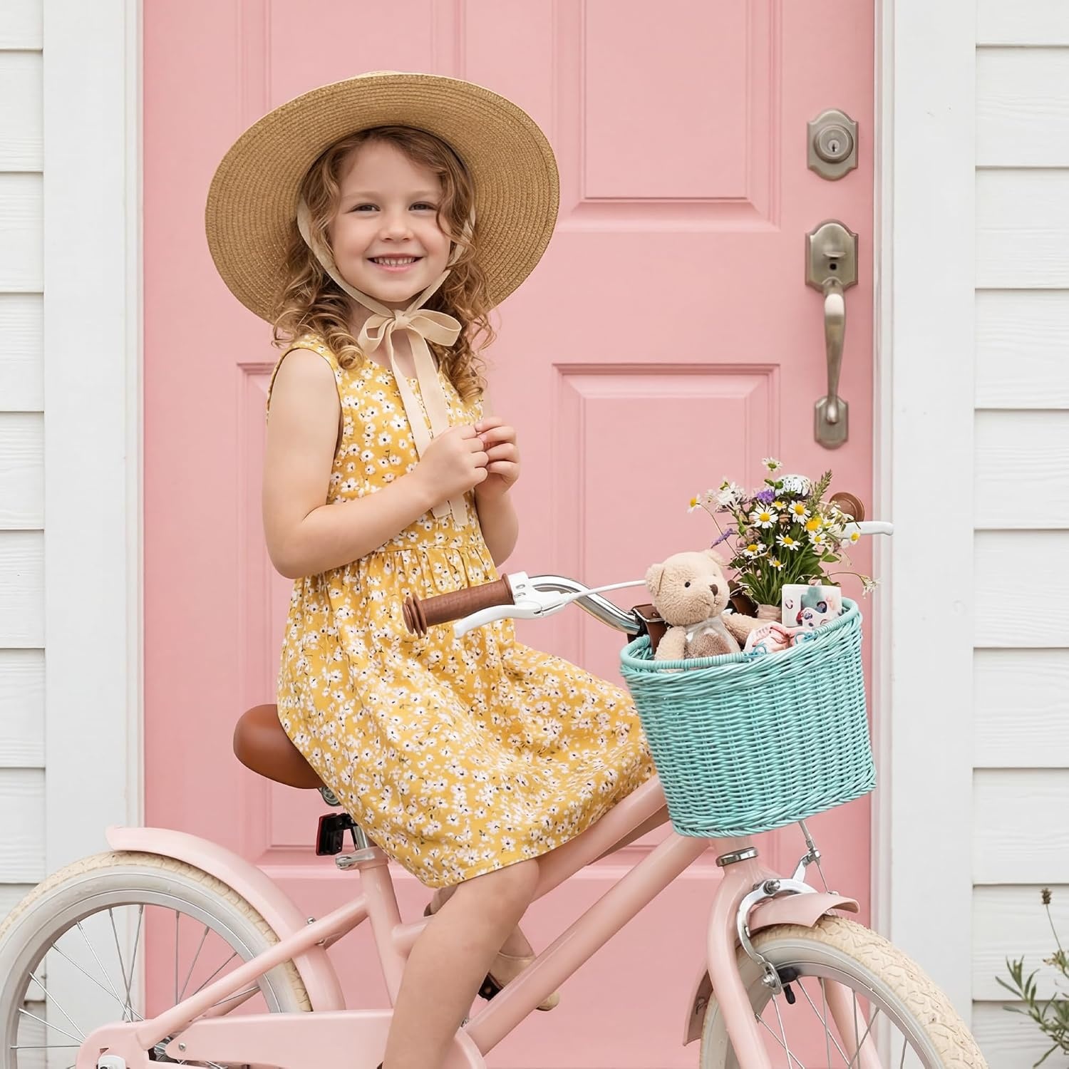 image:imageGRANNY SAYS Kids Bike Basket Front Bicycle Bike Baskets for Kids Small Wicker Bike Basket for Boys and Girls Small Wicker Basket for Bike 1PackLight BlueOval