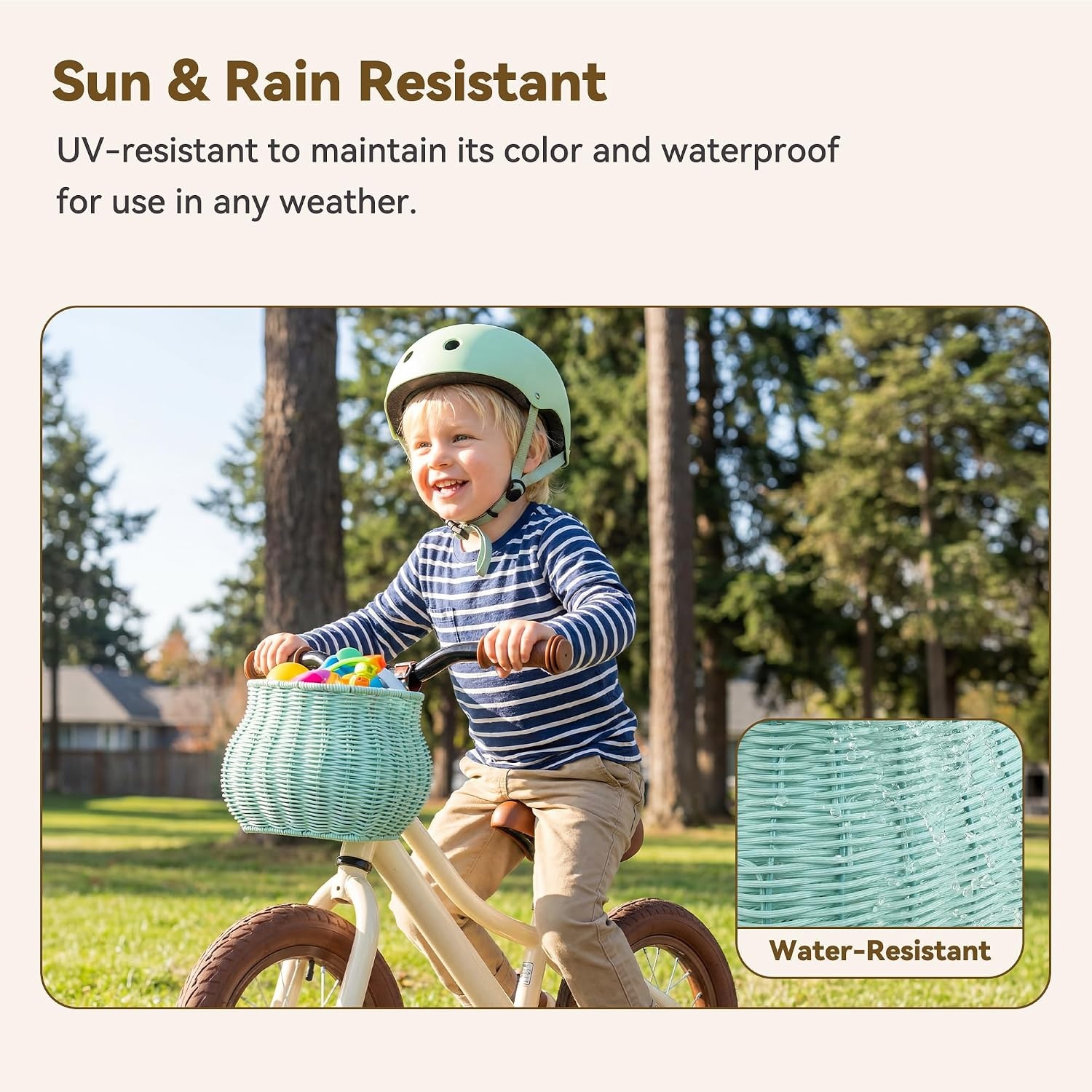 image:imageGRANNY SAYS Kids Bike Basket Front Bicycle Bike Baskets for Kids Small Wicker Bike Basket for Boys and Girls Small Wicker Basket for Bike 1PackLight BlueBellShaped