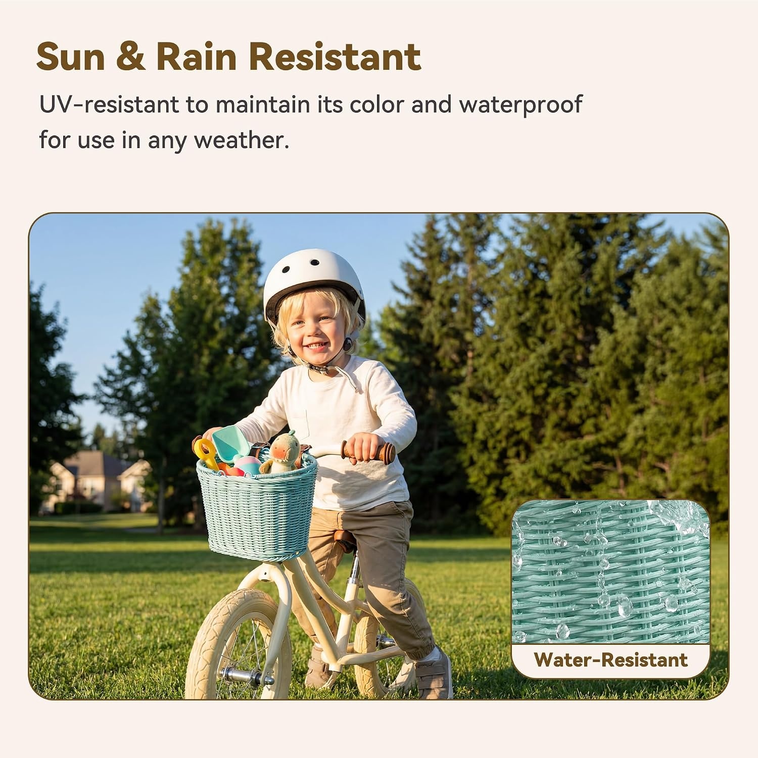 image:imageGRANNY SAYS Kids Bike Basket Front Bicycle Bike Baskets for Kids Small Wicker Bike Basket for Boys and Girls Small Wicker Basket for Bike 1PackLight BlueOval