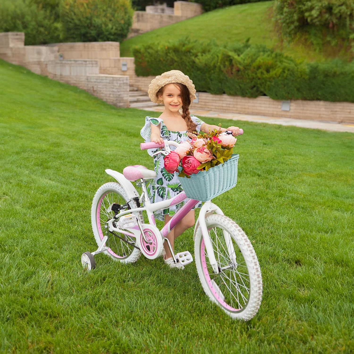 image:imageGRANNY SAYS Kids Bike Basket Front Bicycle Bike Baskets for Kids Small Wicker Bike Basket for Boys and Girls Small Wicker Basket for Bike 1PackLight Blue