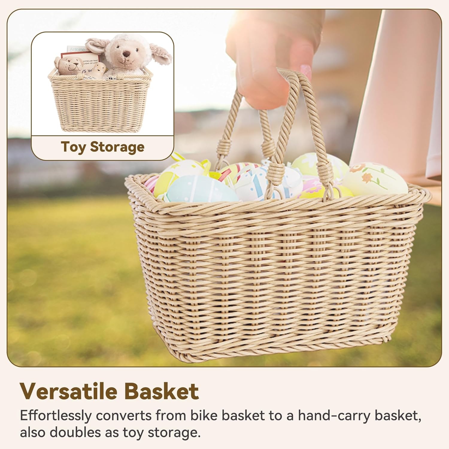image:imageGRANNY SAYS Kids Bike Basket Front Bicycle Bike Baskets for Kids Small Wicker Bike Basket for Boys and Girls Small Wicker Basket for Bike 1PackOatmeal
