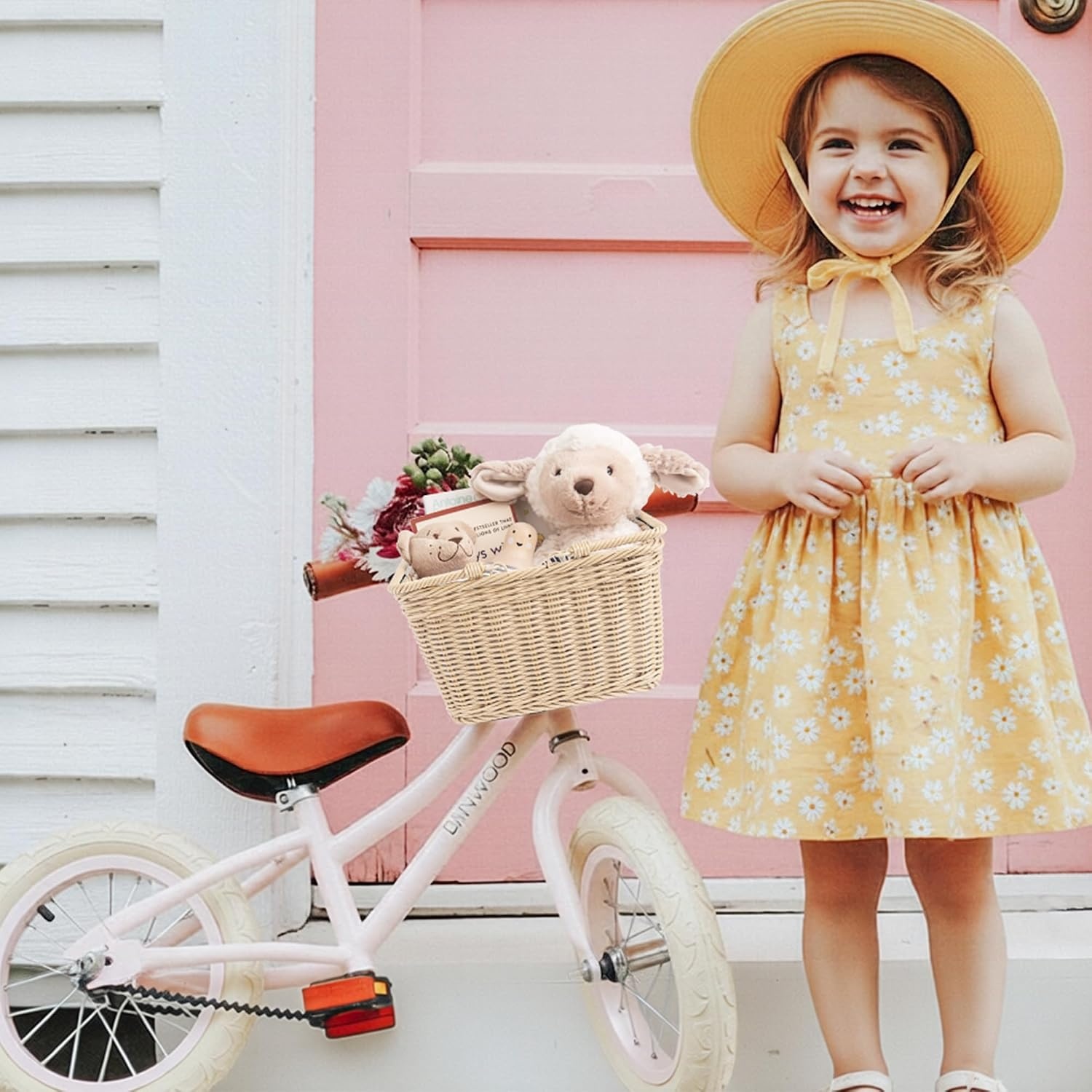 image:imageGRANNY SAYS Kids Bike Basket Front Bicycle Bike Baskets for Kids Small Wicker Bike Basket for Boys and Girls Small Wicker Basket for Bike 1PackOatmeal