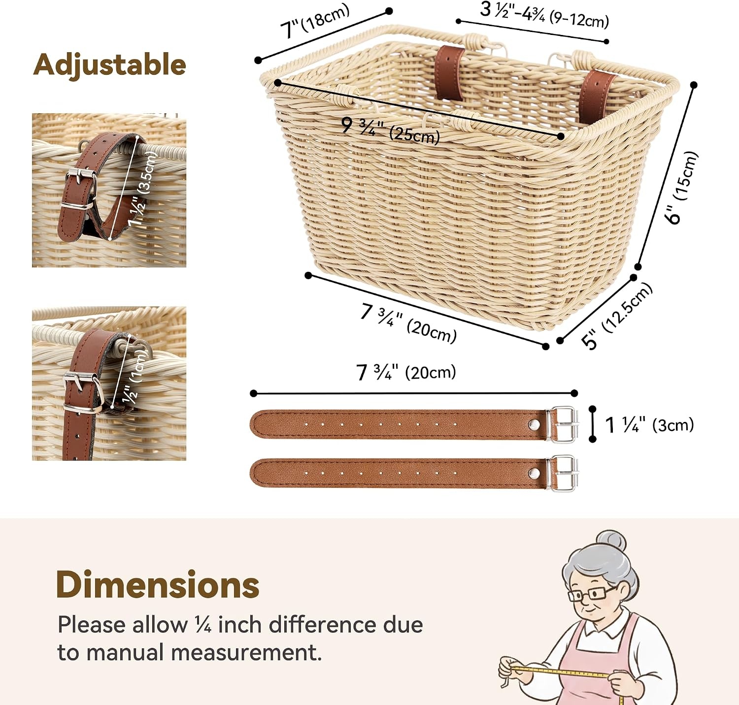 image:imageGRANNY SAYS Kids Bike Basket Front Bicycle Bike Baskets for Kids Small Wicker Bike Basket for Boys and Girls Small Wicker Basket for Bike 1PackOatmeal