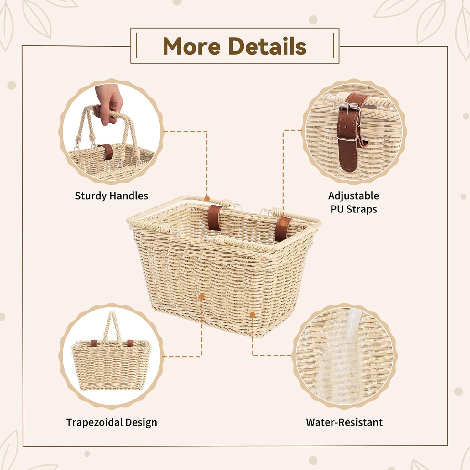 image:imageGRANNY SAYS Kids Bike Basket Front Bicycle Bike Baskets for Kids Small Wicker Bike Basket for Boys and Girls Small Wicker Basket for Bike 1PackOatmeal